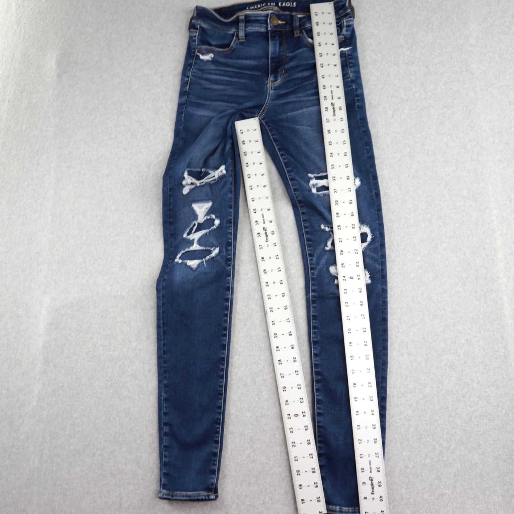 American Eagle Outfitters American Eagle Hi Rise Jegging Women's Size 6 Distressed Stretch Denim Jeans Blue Medium 90s Not Applicable Size 28" / US 6 / IT 42 - 4 Thumbnail