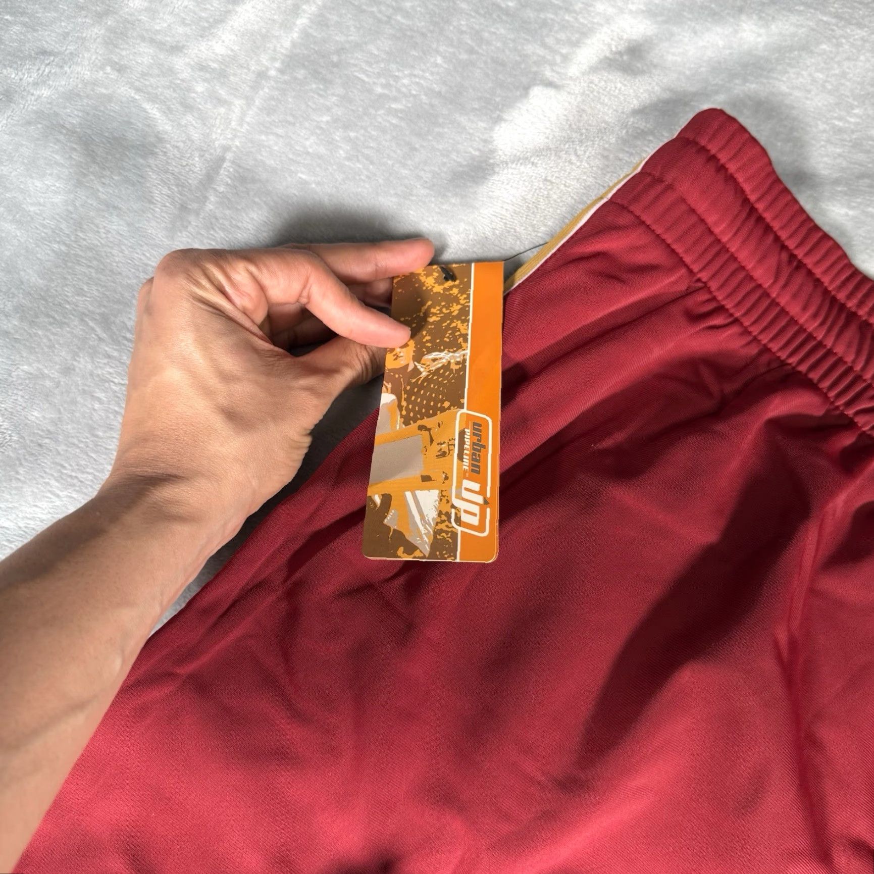 Vintage VINTAGE Urban Up Track Pants Mens L Oversized Wide Leg Red 28” Inseam 28” Polyester Blended Fabric Retro Activewear Drawstring Size US 33 - 6 Thumbnail