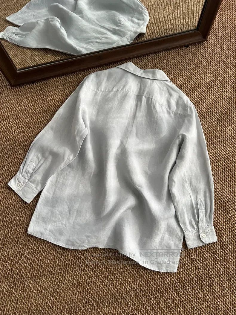 Hermes Hermes Exclusive V-Neck Linen Shirt, Light Blue Size S / US 4 / IT 40 - 2 Thumbnail