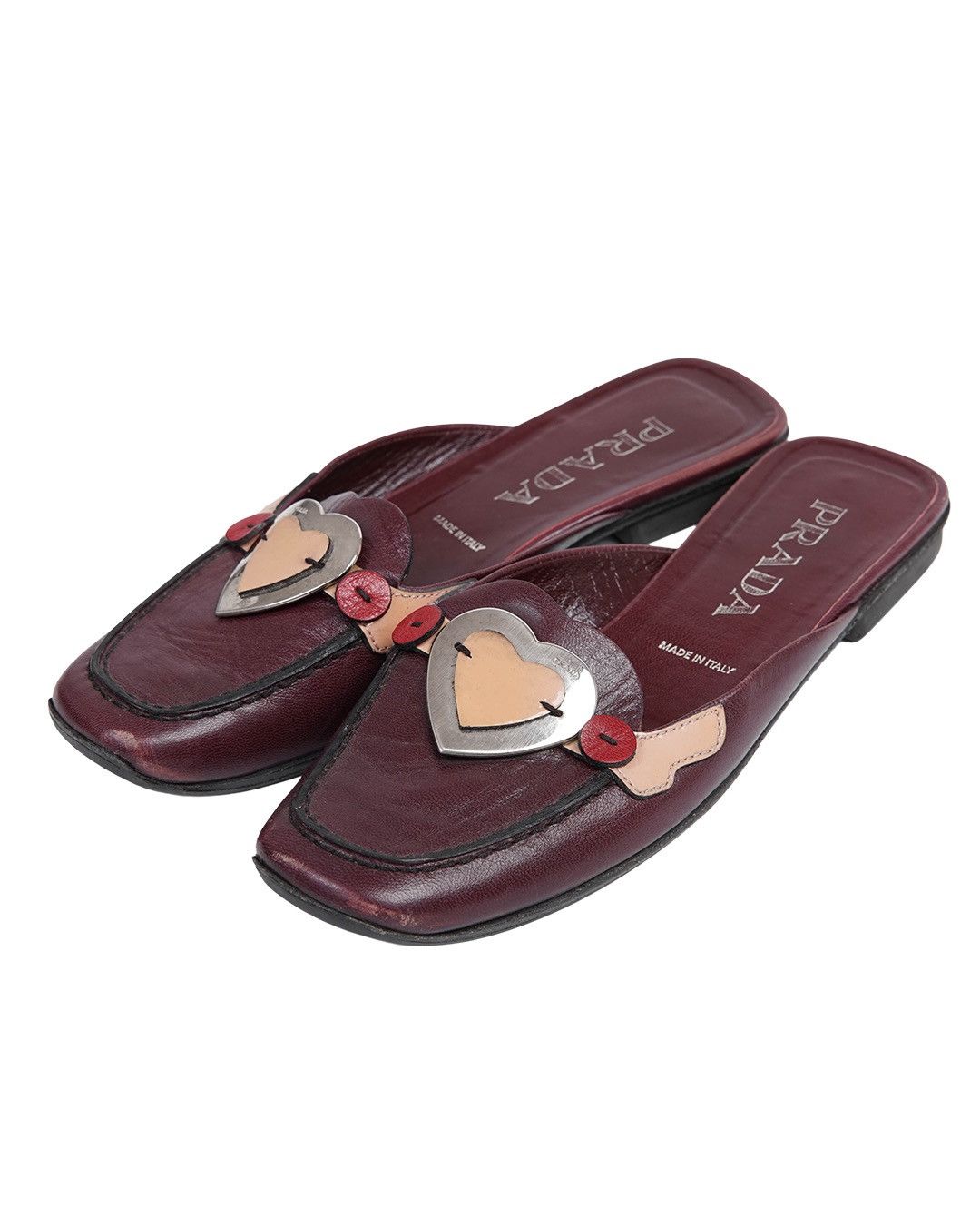 Prada Prada S/S2000 Burgundy Heart Slipper Size US 7 / IT 37 - 2 Thumbnail
