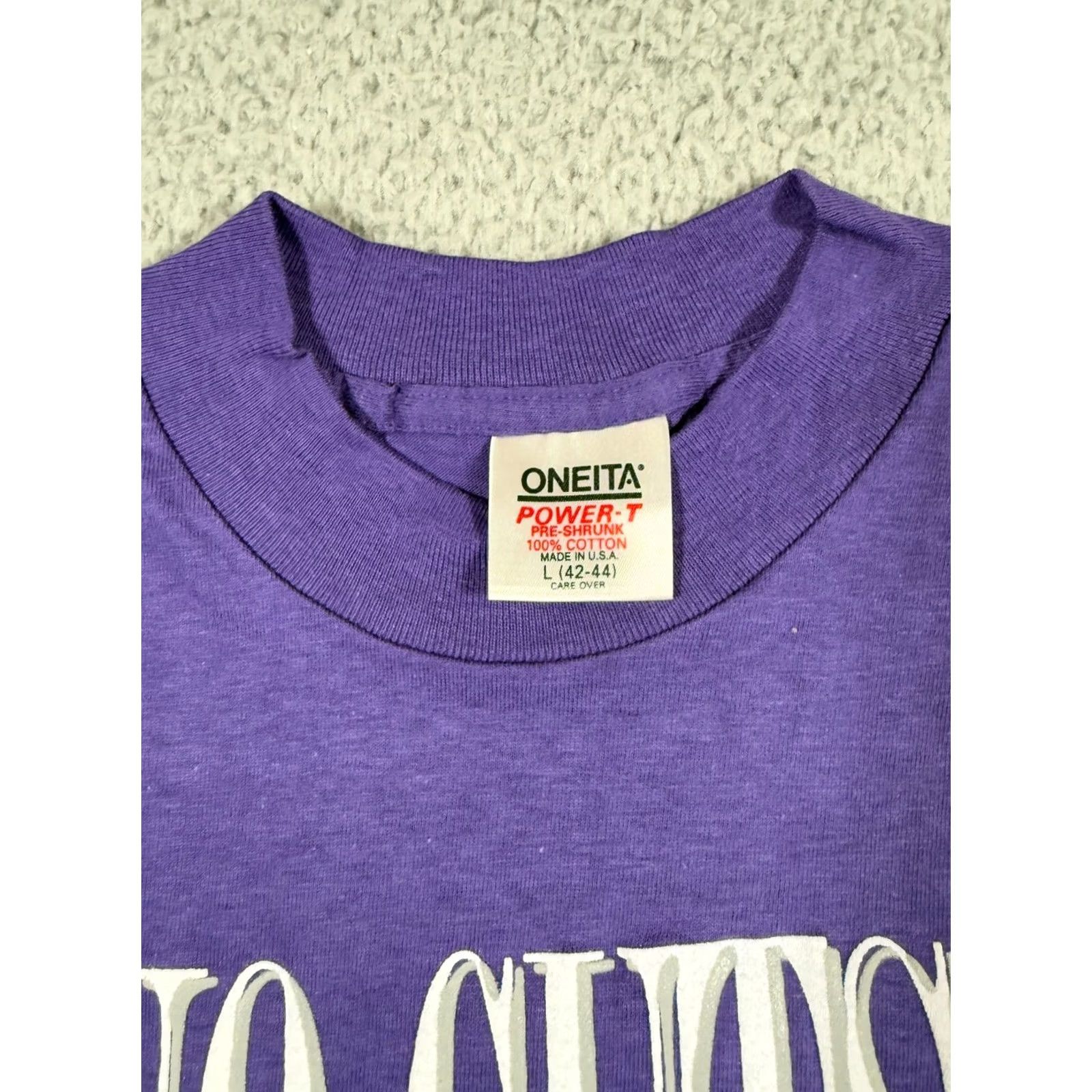 Vintage VINTAGE No Guts No Glory Shirt Mens Large Purple Raised Lettering Single Stitch 90s Size US L / EU 52-54 / 3 - 7 Thumbnail
