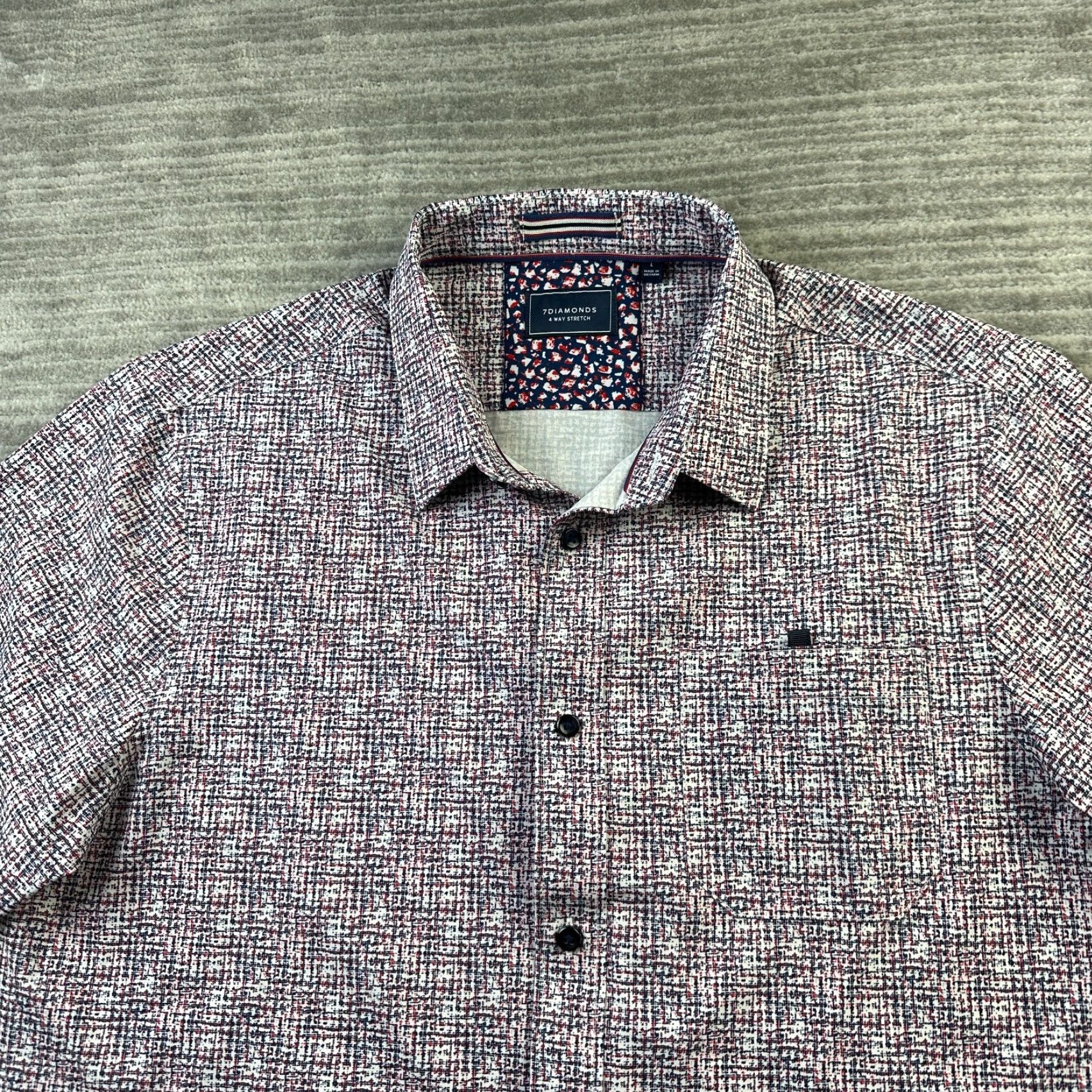Vintage 7 Diamonds Shirt Mens Large Red 4 Way Stretch Button-Down Geometric Flip Sleeve Size US L / EU 52-54 / 3 - 3 Thumbnail