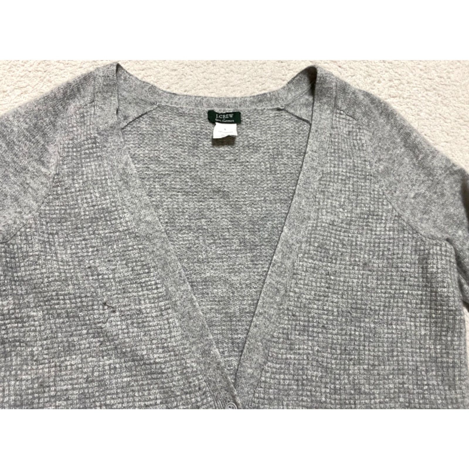 J.Crew J.Crew Cardigan Sweater Women's Small Solid Gray 100% Cashmere V-Neck Button-Up | Knit Casual Size S / US 4 / IT 40 - 3 Thumbnail