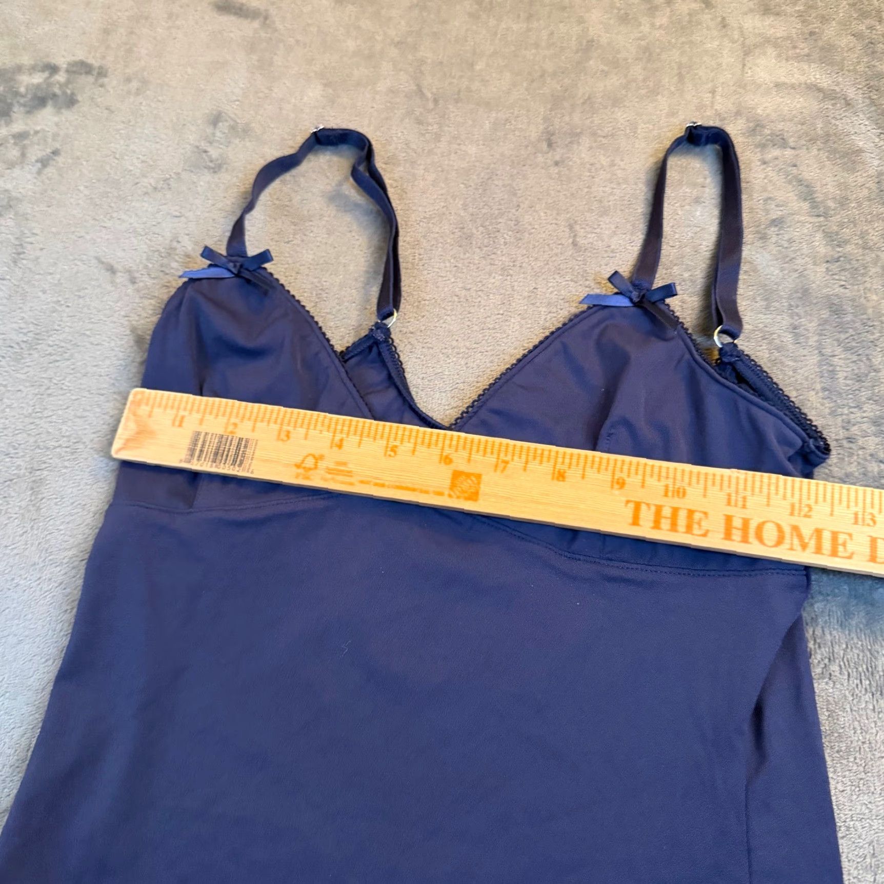Vintage ESTPAC Camisole Navy Blue Lace Trim V-Neck Top Women S Small Adjustable Strap Bow Spaghetti Strap Tank Women's Size Small Size S / US 4 / IT 40 - 4 Thumbnail