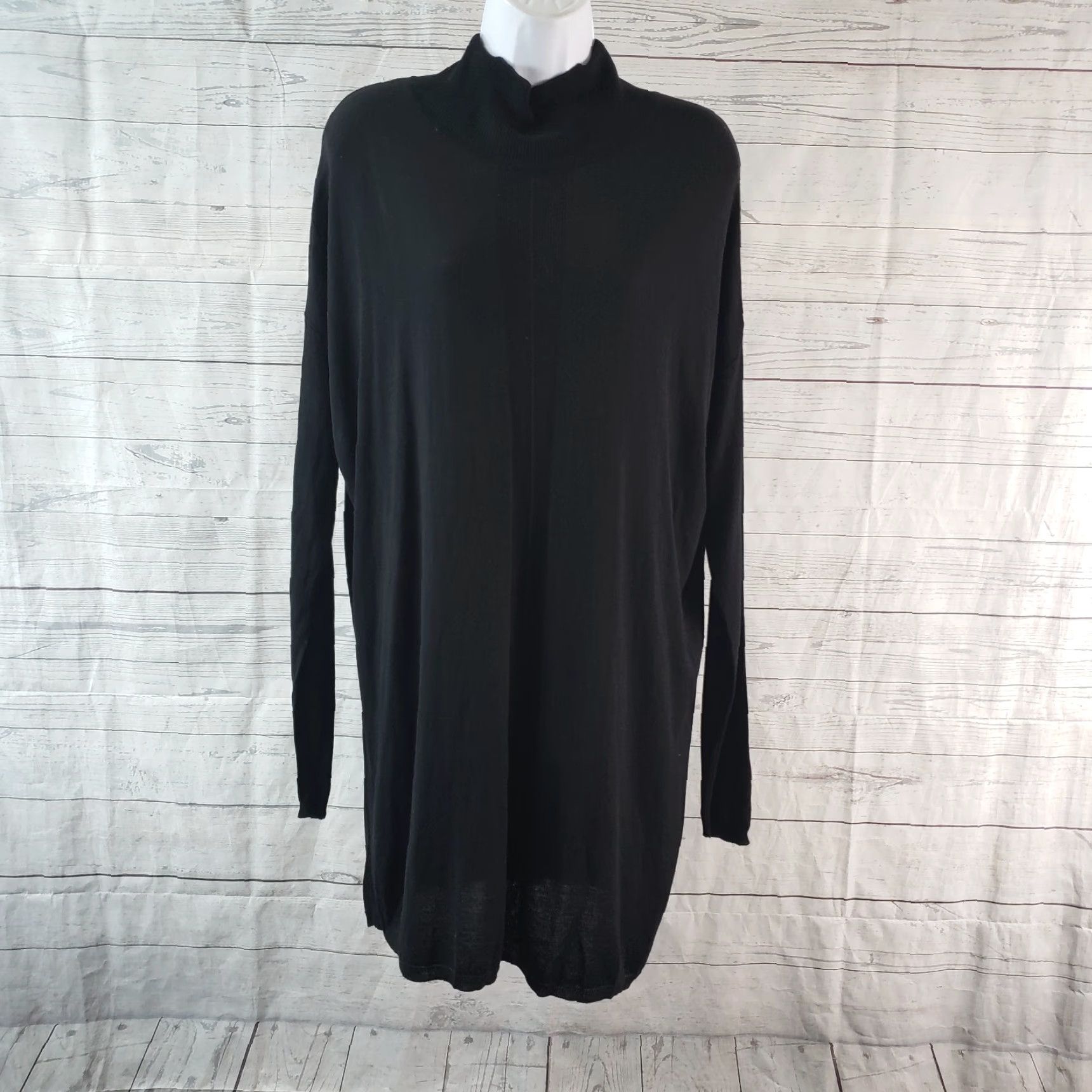 Vintage ZOA New York Womens Sweater Sz Small Black Long Sleeve Mock Neck Cutout Body Tunic SD Size S / US 4 / IT 40 - 2 Thumbnail