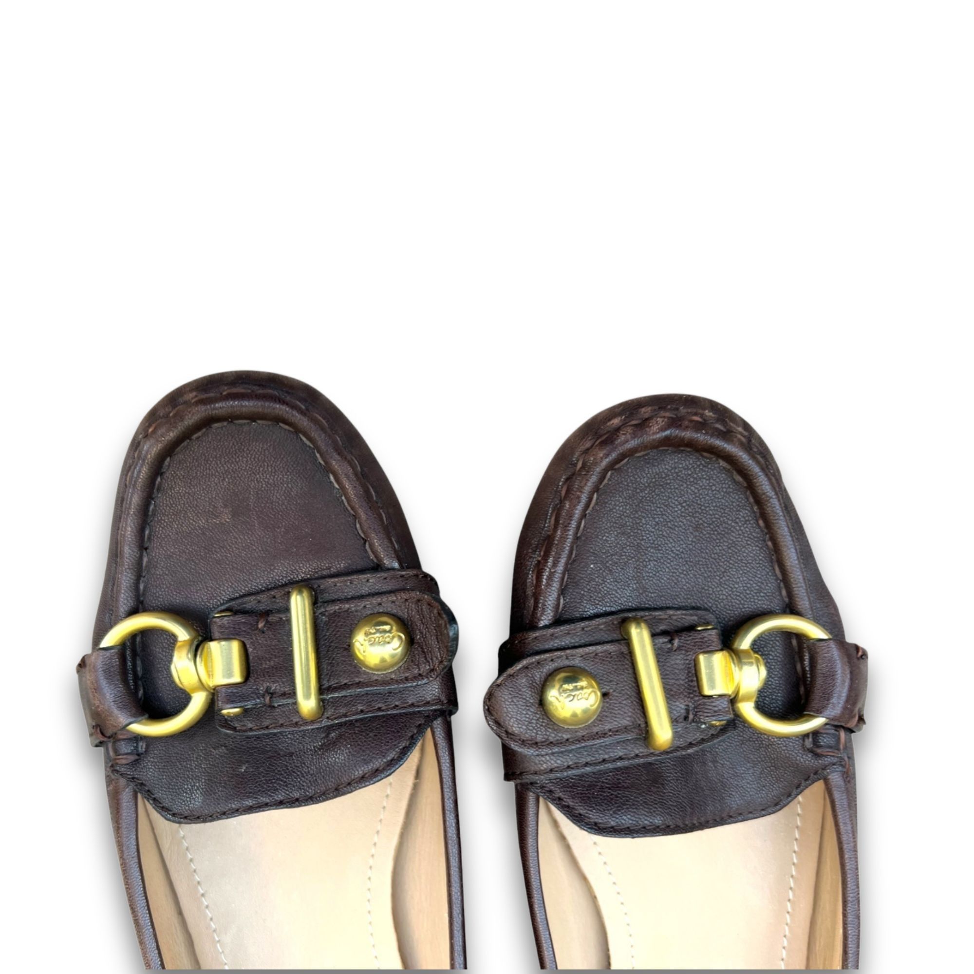 Coach Coach Brown Leather Ballet Flats W/ Gold Hardware & Buckle A Size US 7.5 / IT 37.5 - 5 Thumbnail