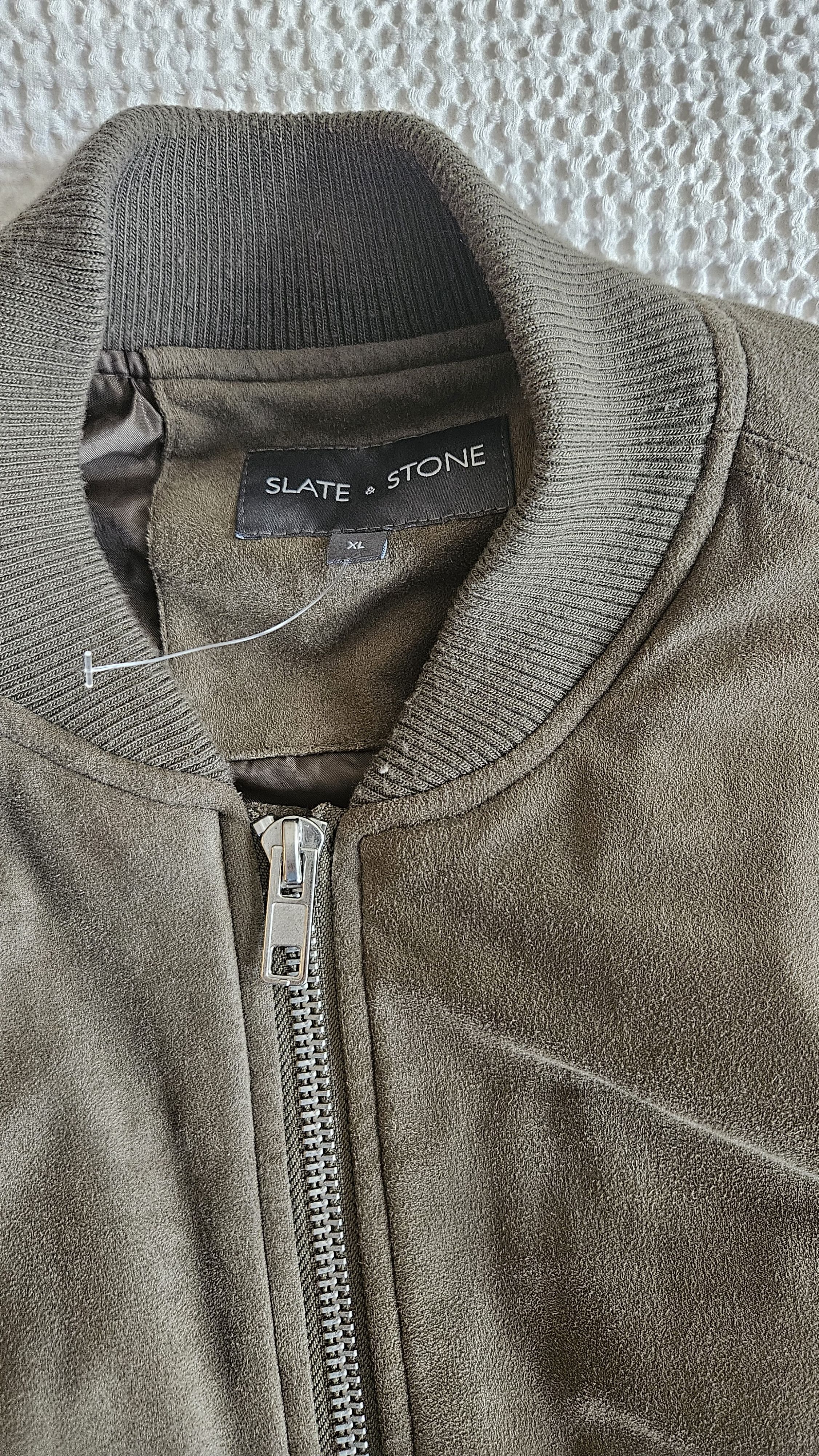 Other Slate & Stone Men's Green Faux Suede bomber jacket Size US XL / EU 56 / 4 - 3 Thumbnail