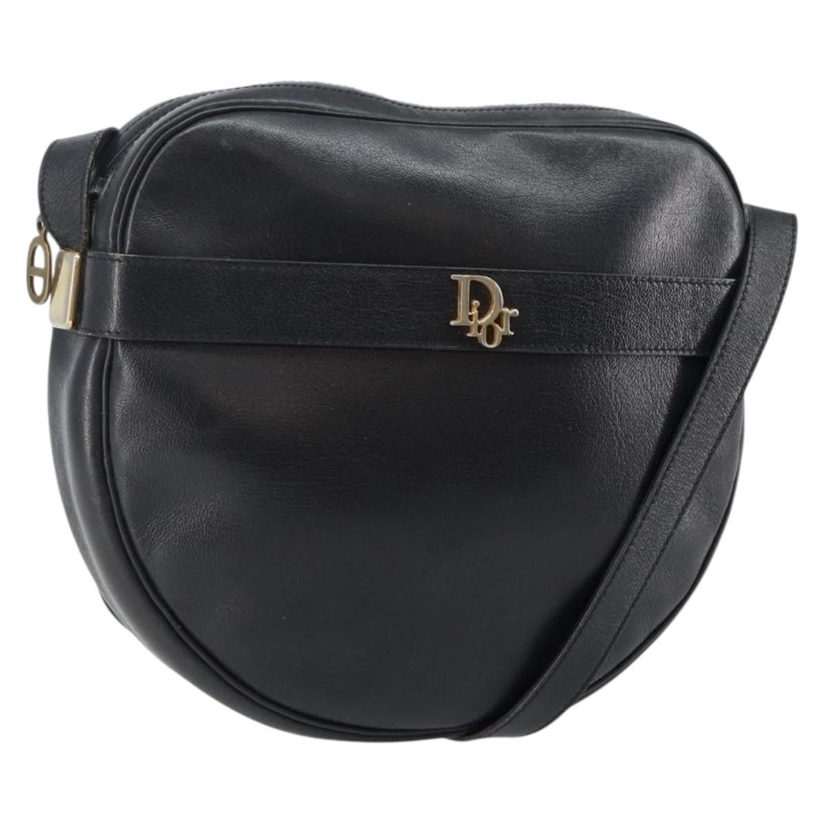 DIOR Shoulder Bag Leather Navy Gold