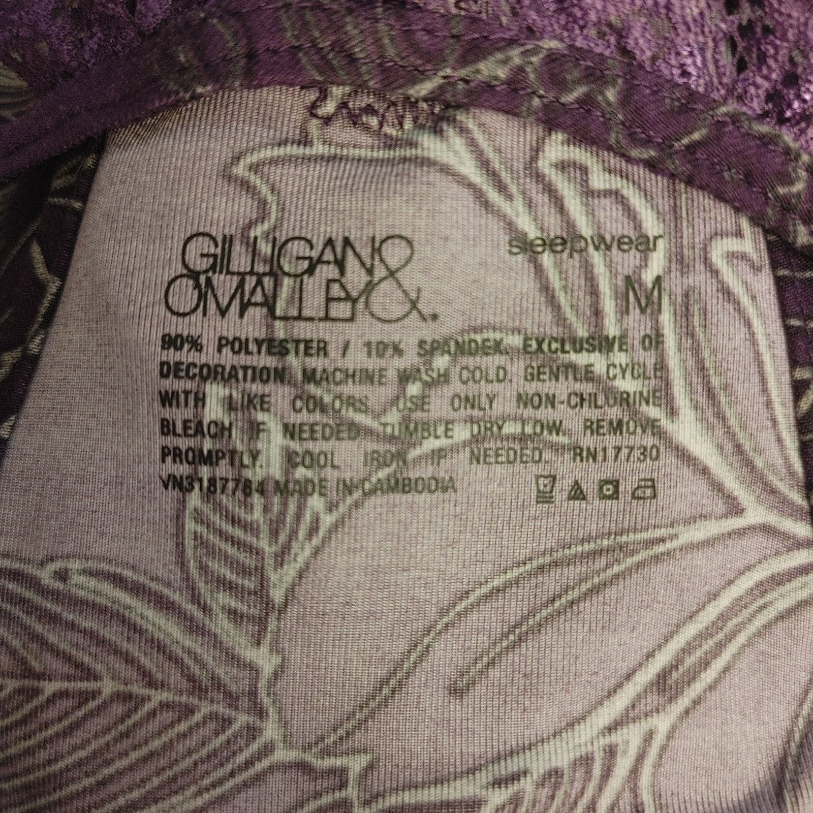 Other Gilligan & Omalley Women's M Purple Floral Sleepwear Dress Size 28" / US 6 / IT 42 - 3 Thumbnail