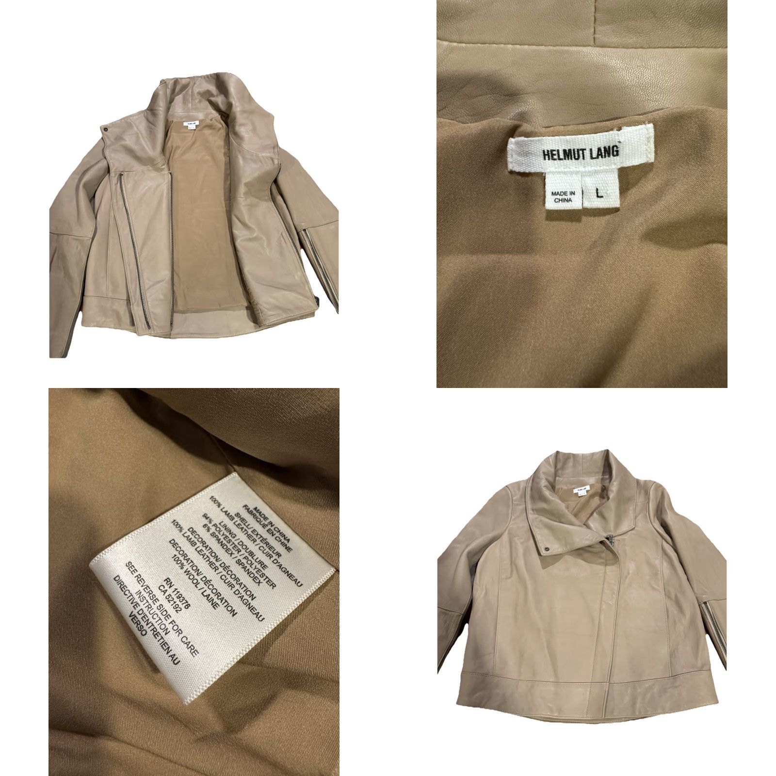 Helmut Lang VINTAGE HELMUT LANG Lamb Leather Biker Jacket Size LARGE Tan Size L / US 10 / IT 46 - 8 Thumbnail