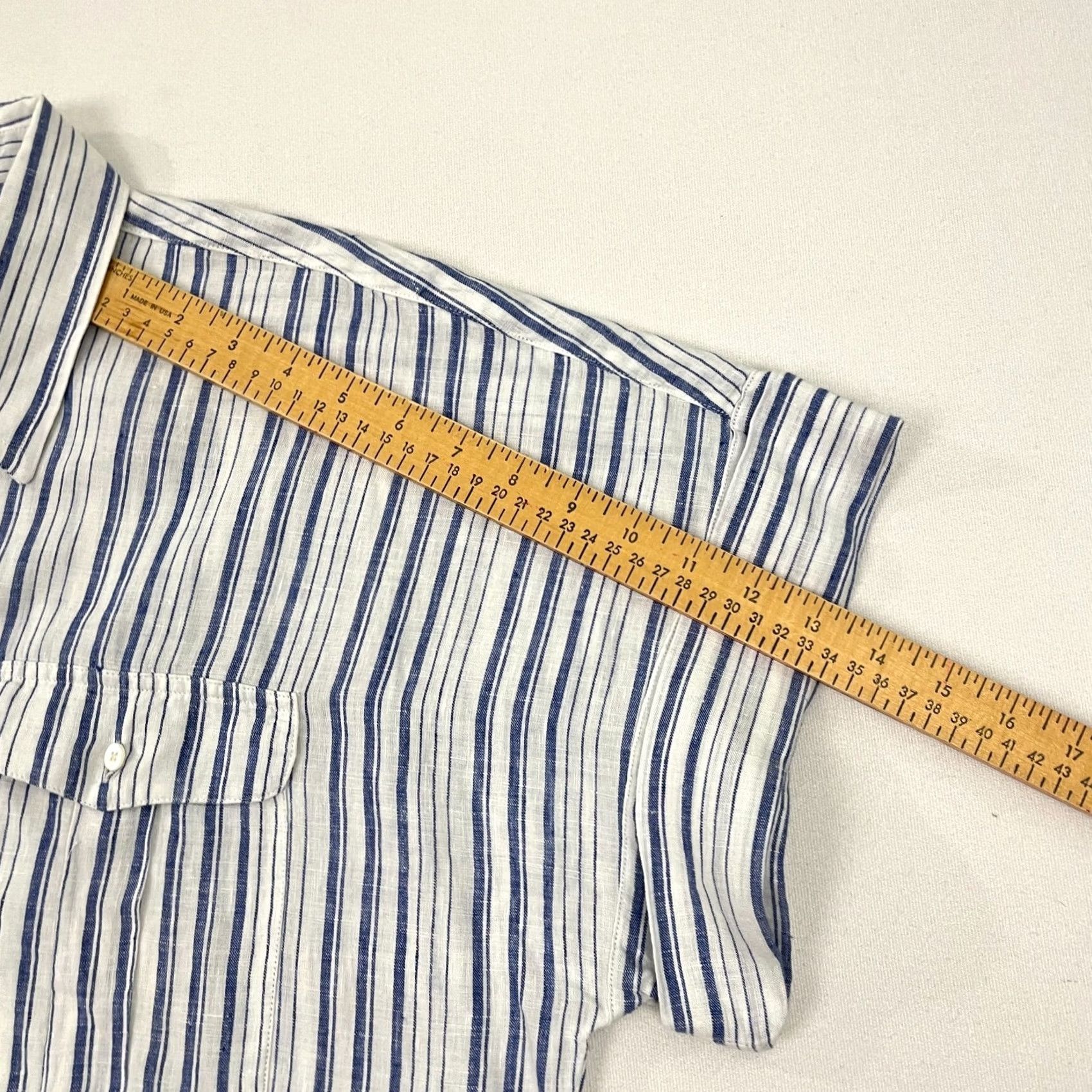Polo Ralph Lauren VINTAGE Polo Ralph Lauren Blouse Womens L Oversized Popover Linen Blue White Beachy Prep Size L / US 10 / IT 46 - 6 Thumbnail