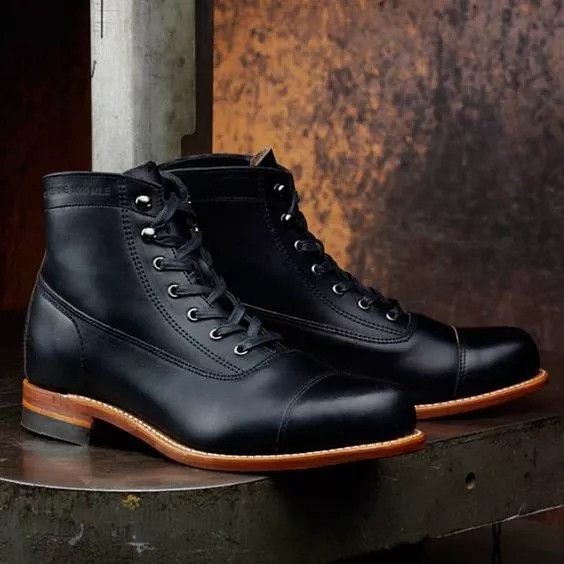 Handmade Handmade men black genuine leather ankle boots Size US 10 / EU 43 - 2 Thumbnail