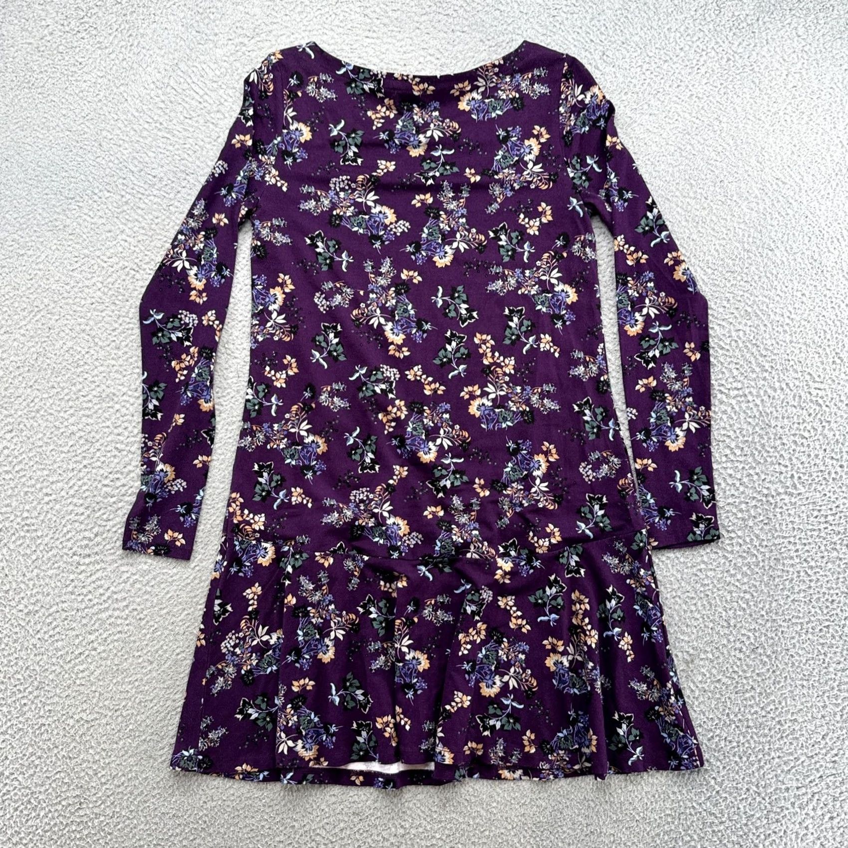 Loft LOFT Women's Purple Floral Long Sleeve Shirt Dress XS Size XS / US 0-2 / IT 36-38 - 7 Thumbnail