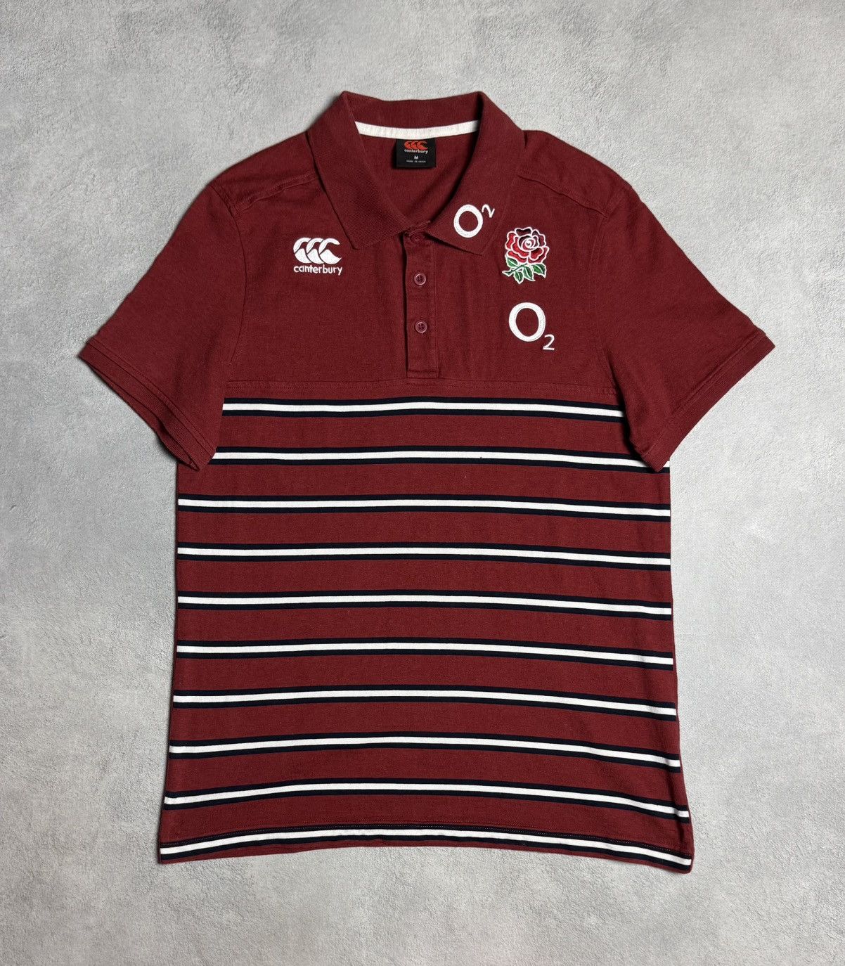 Canterbury of New Zealand England O2 Rugby Striped Cotton Polo Shirt Size US M / EU 48-50 / 2 - 1 Thumbnail