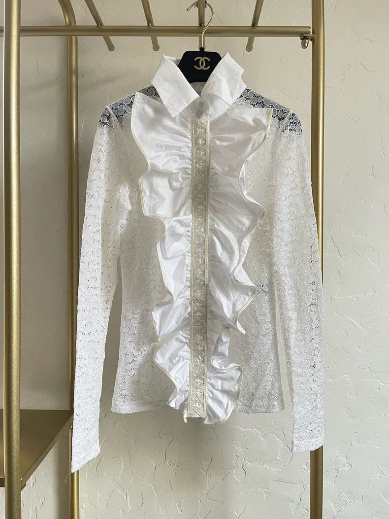 Chanel Chanel Pleated lace shirt Size XS / US 0-2 / IT 36-38 - 1 Thumbnail