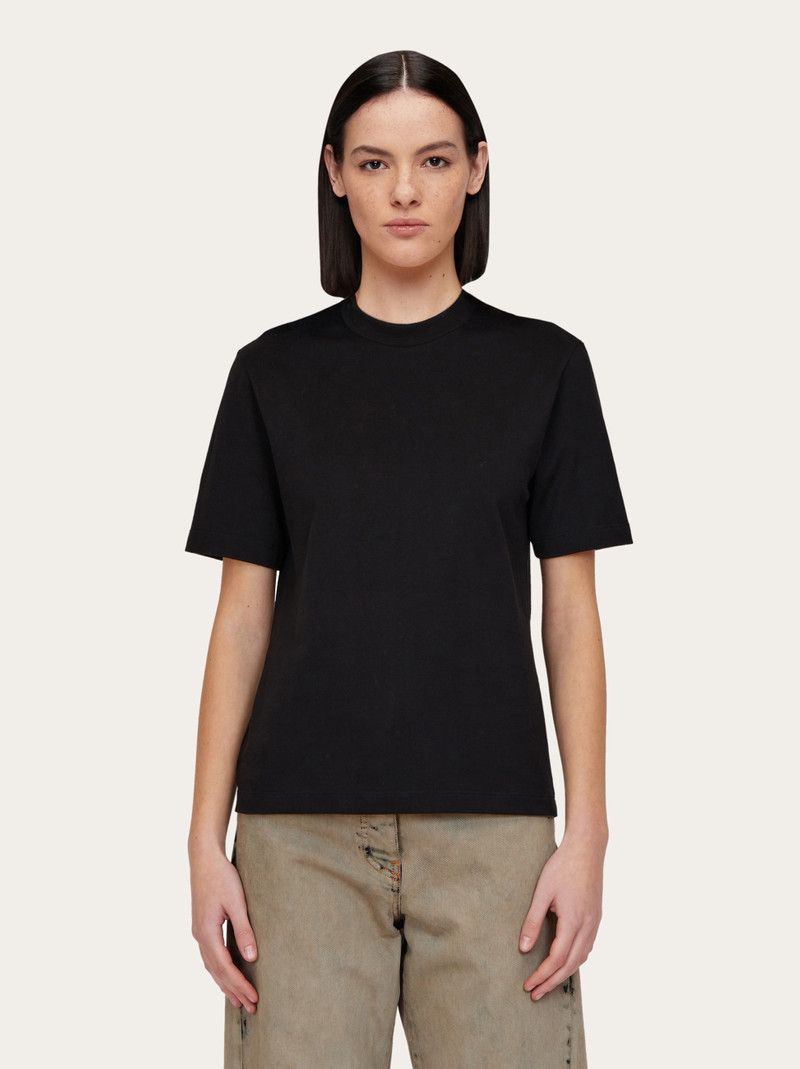 Salvatore Ferragamo o1s1rm0526 Silk Blend T-Shirt in Black Size M / US 6-8 / IT 42-44 - 2 Thumbnail