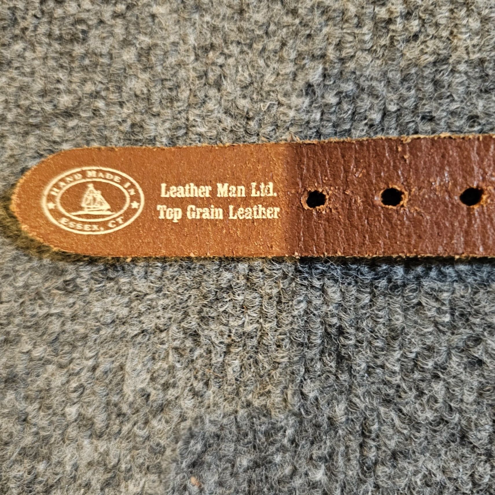 Vintage VINTAGE Leather Man Belt Mens 30 Belt Leather Brass Buckle Beach Lighthouse Made In USA Golf Dress Mens Size 30 - 6 Thumbnail