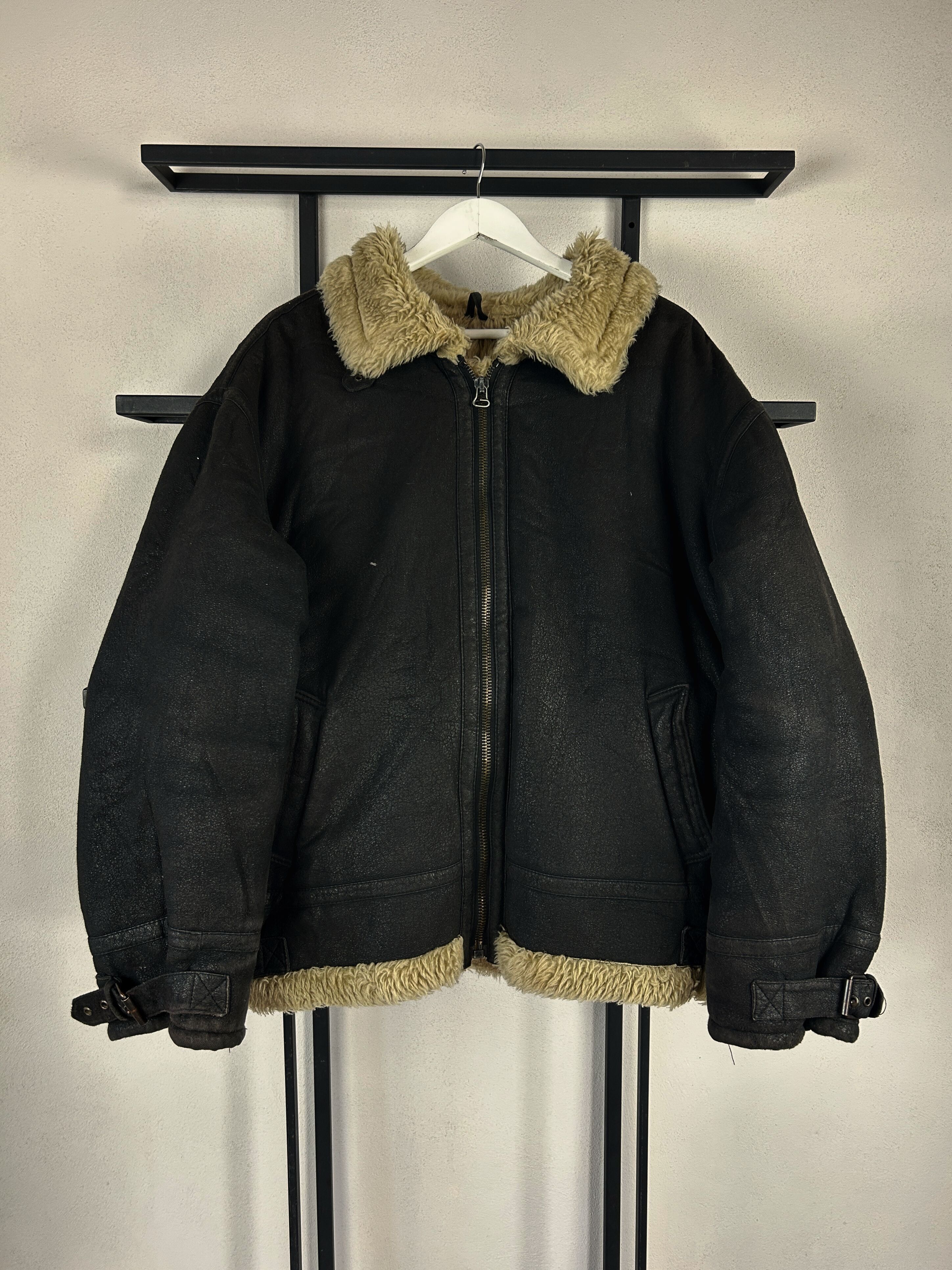 Japanese Brand Shearling Jacket Black Fur Lined Oversized Grunge Y2K Core Size US L / EU 52-54 / 3 - 5 Thumbnail