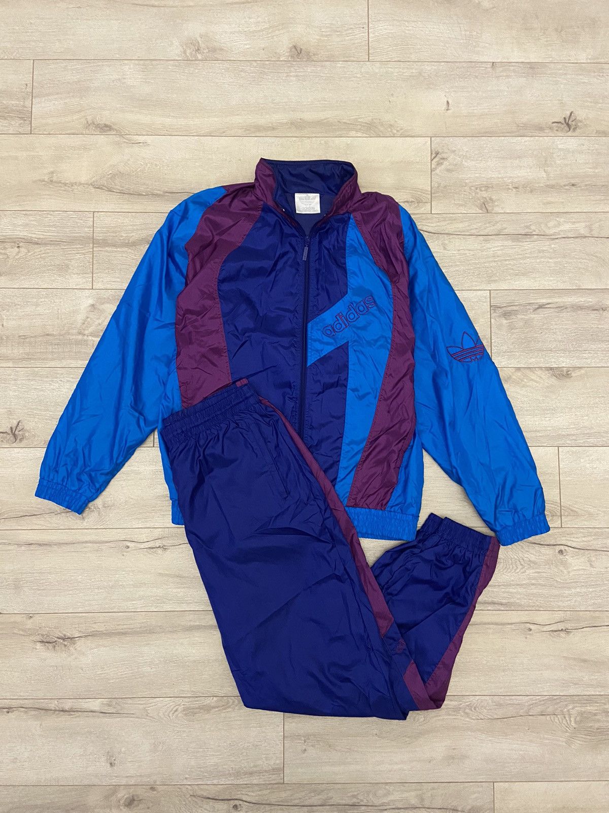 Adidas × Vintage Adidas Vintage Mens Nylon Track Suit Jacket + Pants Size US M / EU 48-50 / 2 - 1 Thumbnail