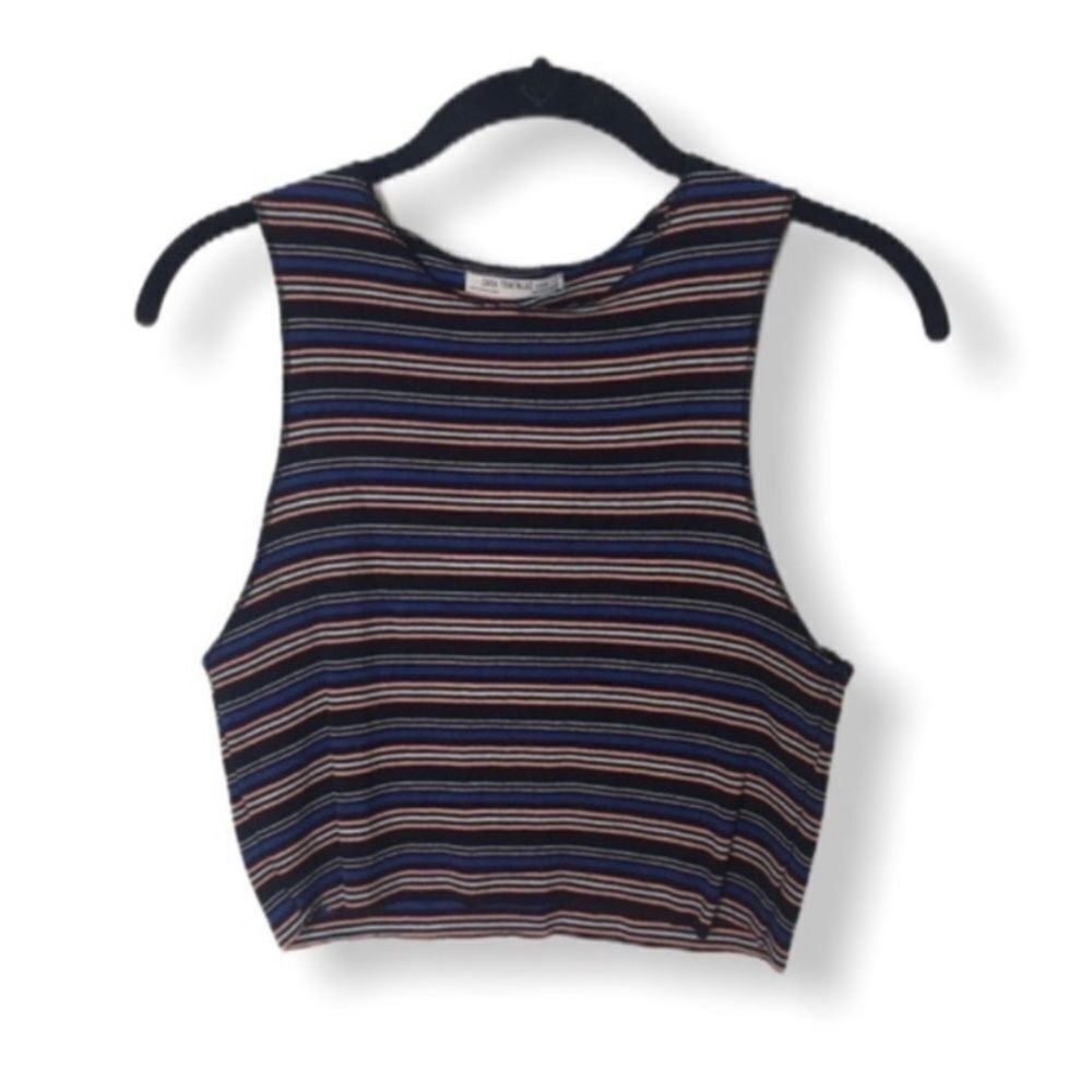 Zara Zara Multicolor Ribbed Knit Striped Crop Top Size S Sleevele Size S / US 4 / IT 40 - 3 Thumbnail