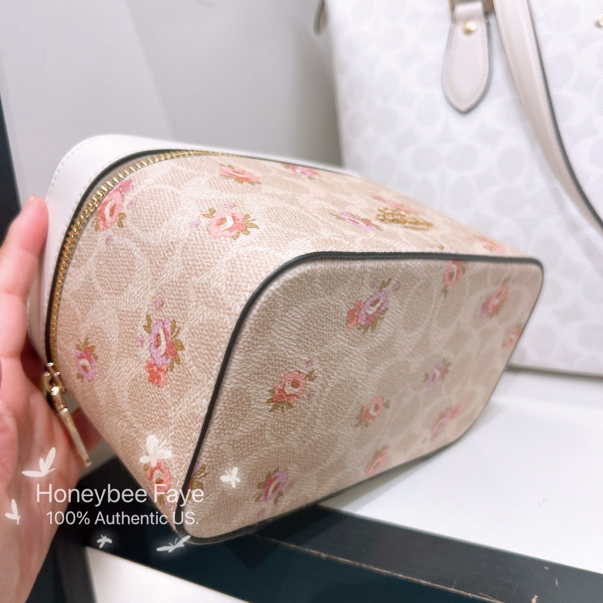 Coach Cosmetic Case In Signature Canvas With Floral Print CAP14 Size ONE SIZE - 4 Thumbnail