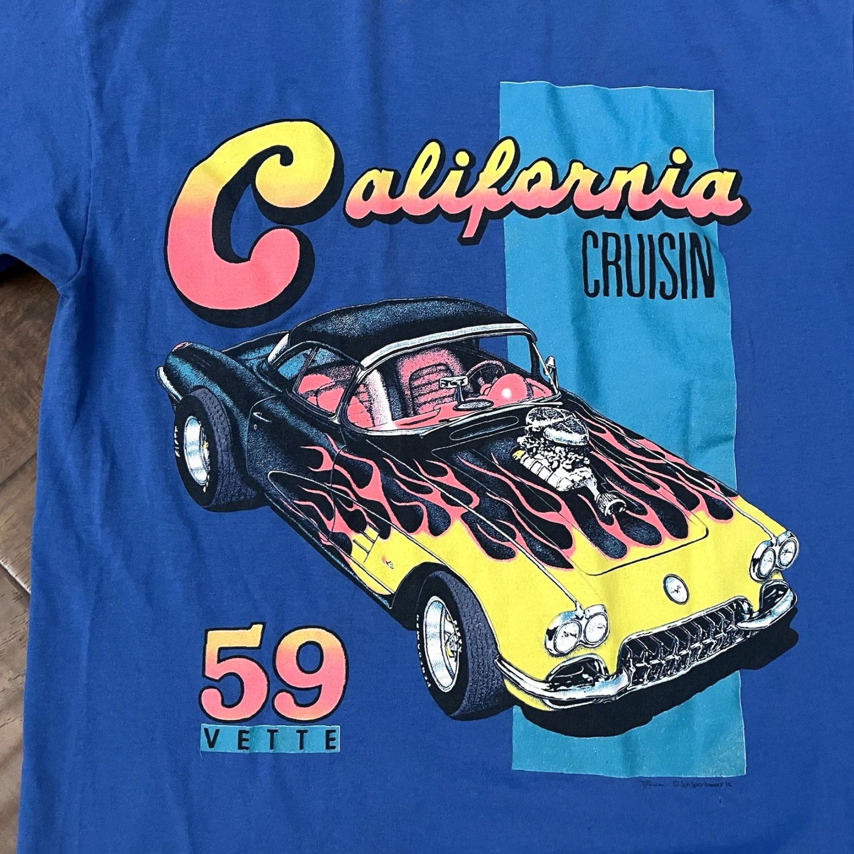 Vintage VINTAGE Chevrolet T-Shirt Blue 80s 90s Hot Rod Racing Single Stitch Mens L Size US L / EU 52-54 / 3 - 4 Thumbnail