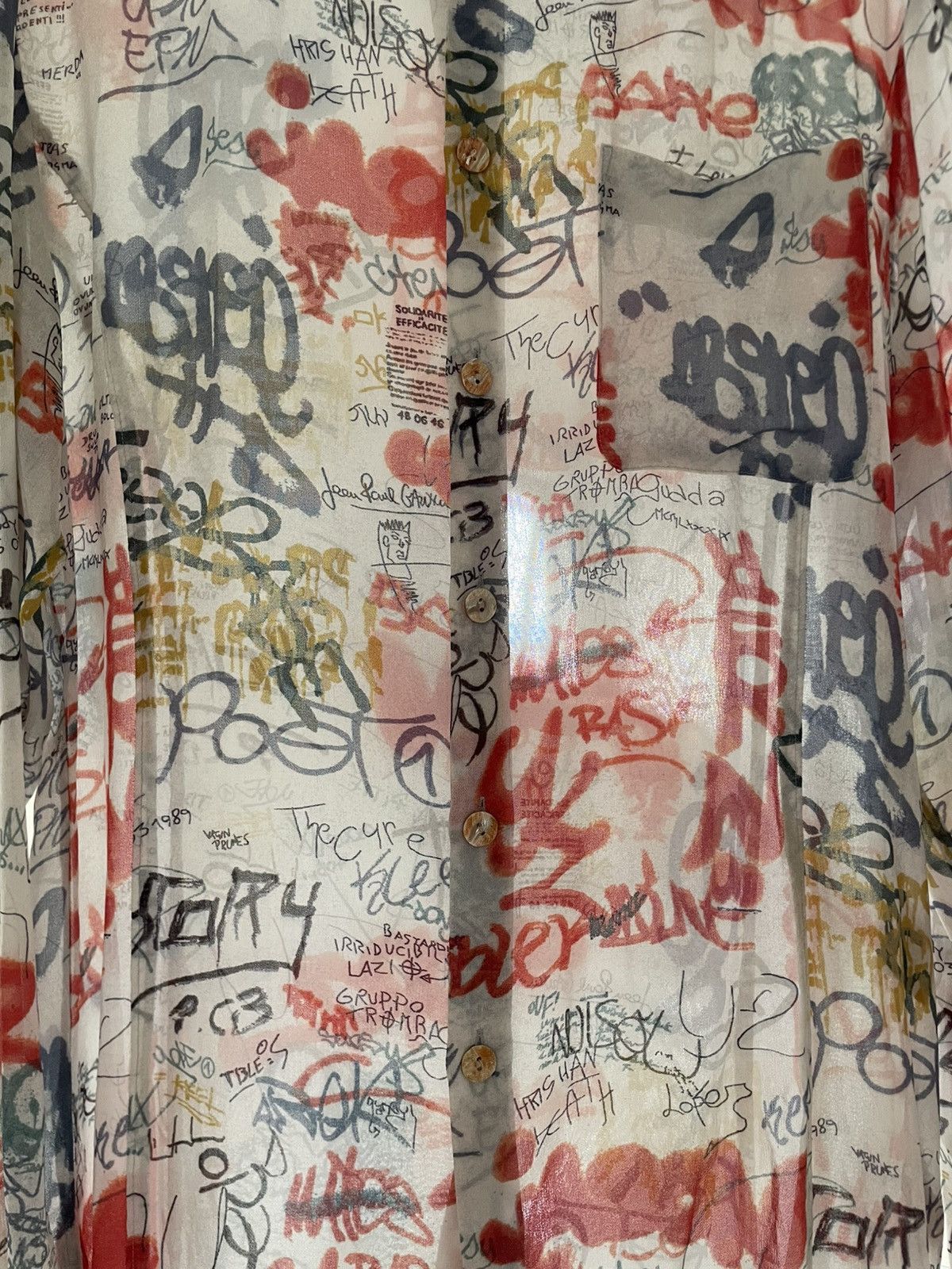 Jean Paul Gaultier Archive Jean Paul Gaultier SS1994 Graffiti Mesh Long Shirt Size US M / EU 48-50 / 2 - 11 Thumbnail