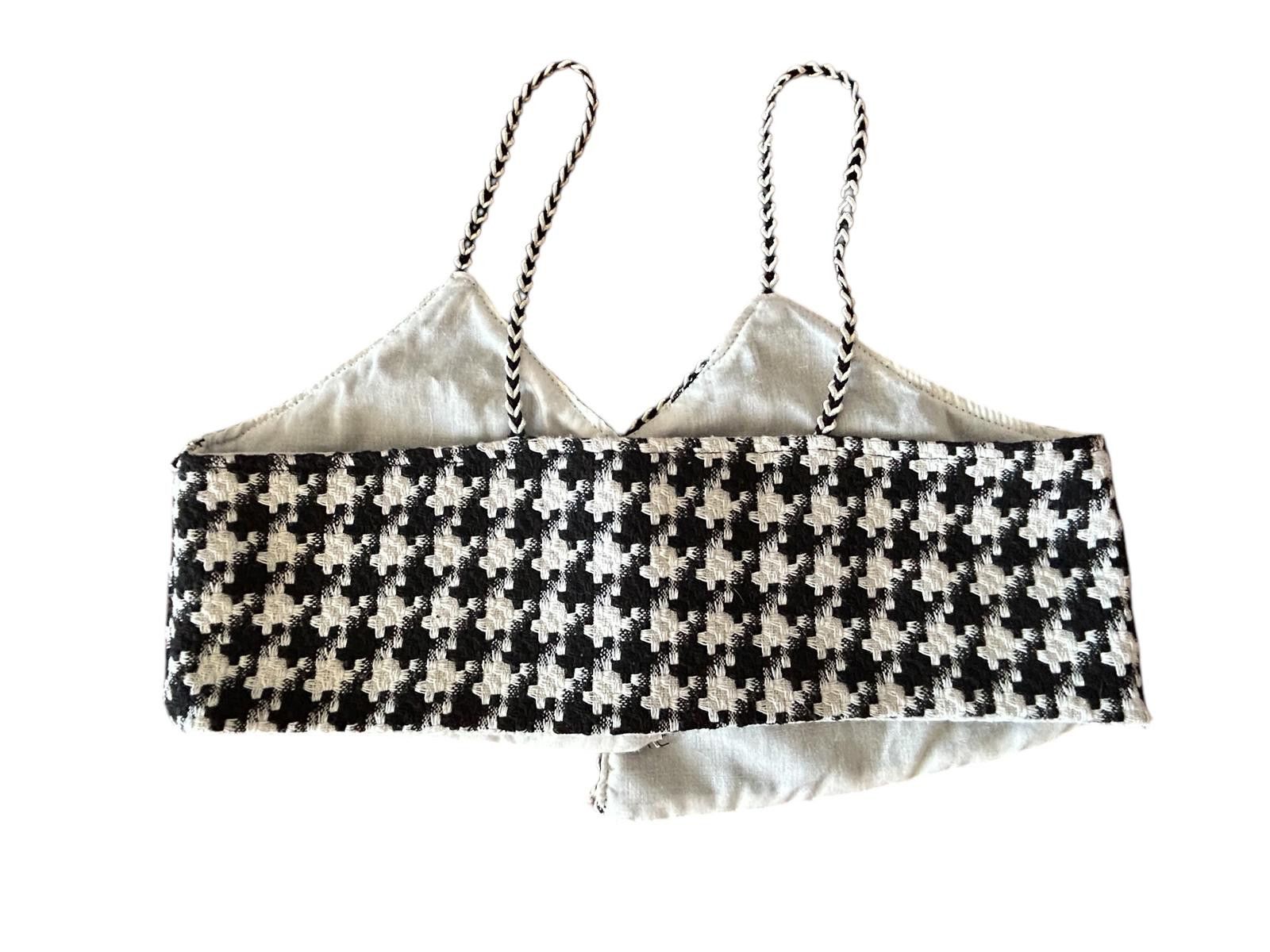 Designer Chic Black & White Houndstooth Crop Top Size XS / US 0-2 / IT 36-38 - 3 Thumbnail