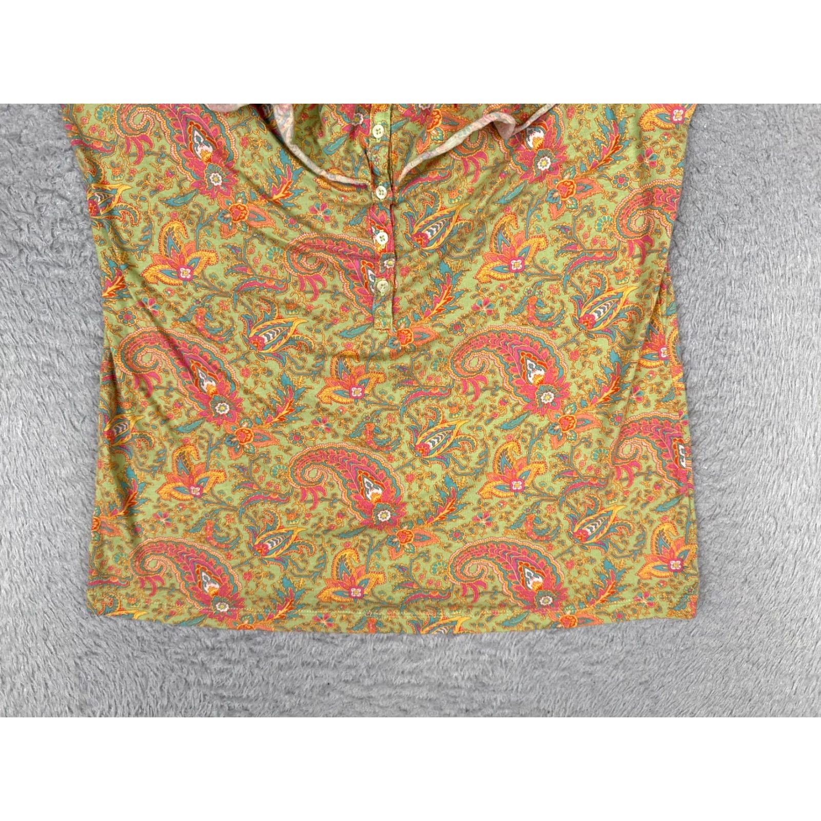 Ralph Lauren Lauren Ralph Lauren Shirt Women XL Green Paisley Henley Ruffle Tank Size XL / US 12-14 / IT 48-50 - 5 Thumbnail