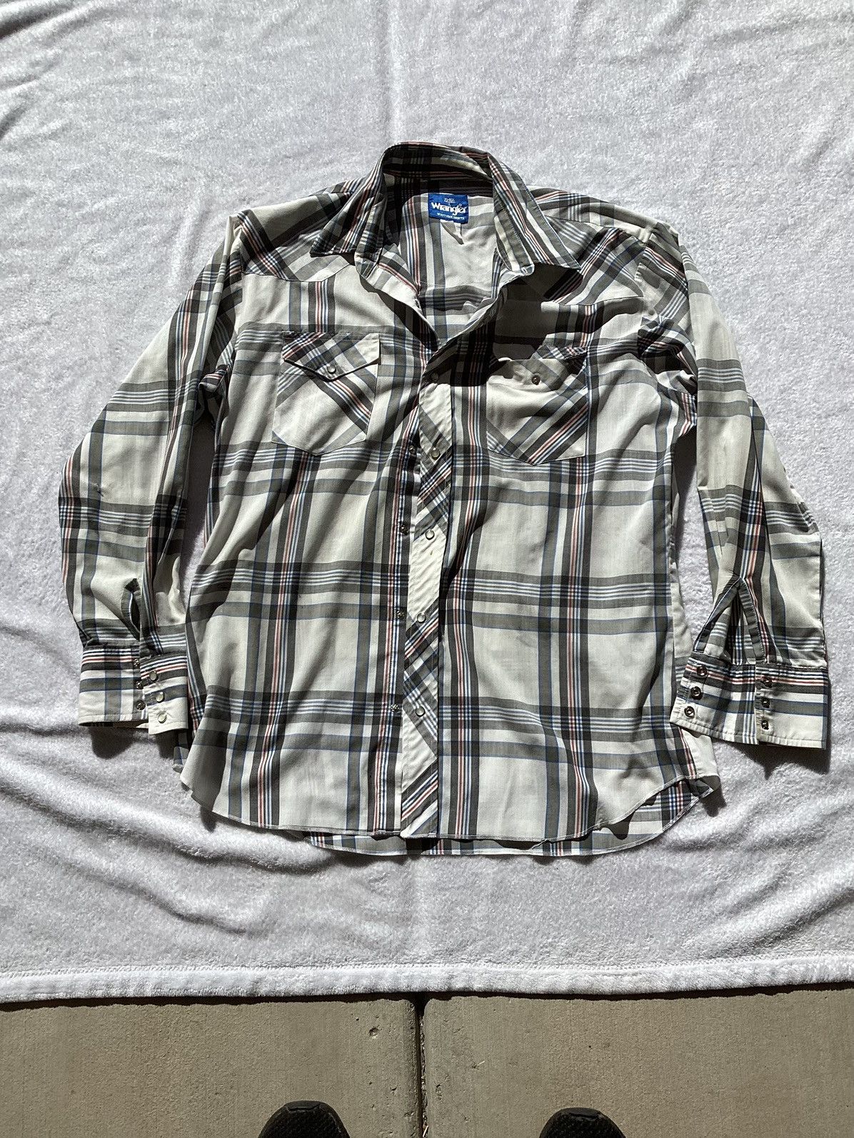 Vintage × Wrangler Vintage 90s wrangler western shirts plaid button up Size US L / EU 52-54 / 3 - 1 Thumbnail