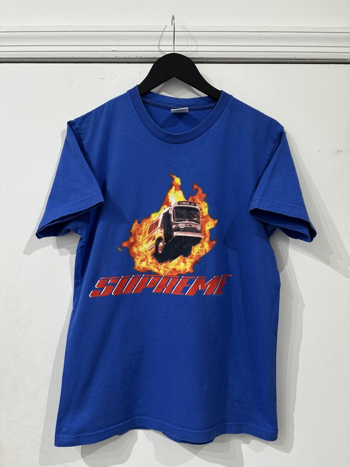Supreme Supreme Flaming Bus Graphic T-Shirt Blue Size M Made in USA Size US M / EU 48-50 / 2 - 1 Thumbnail