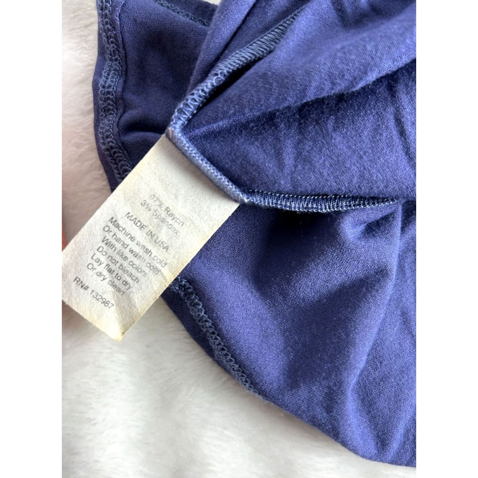 Vintage Noblu Womens Tunic Top M/L Blue Stretch Asymmetrical Hem Rayon Spandex Lagenlook Made In USA Women Size M Size M / US 6-8 / IT 42-44 - 6 Thumbnail
