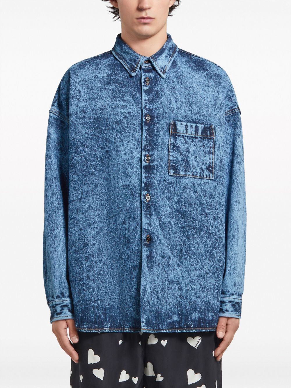 Marni o1w1db10125 Denim Shirt in Navy Blue Size US S / EU 44-46 / 1 - 2 Thumbnail