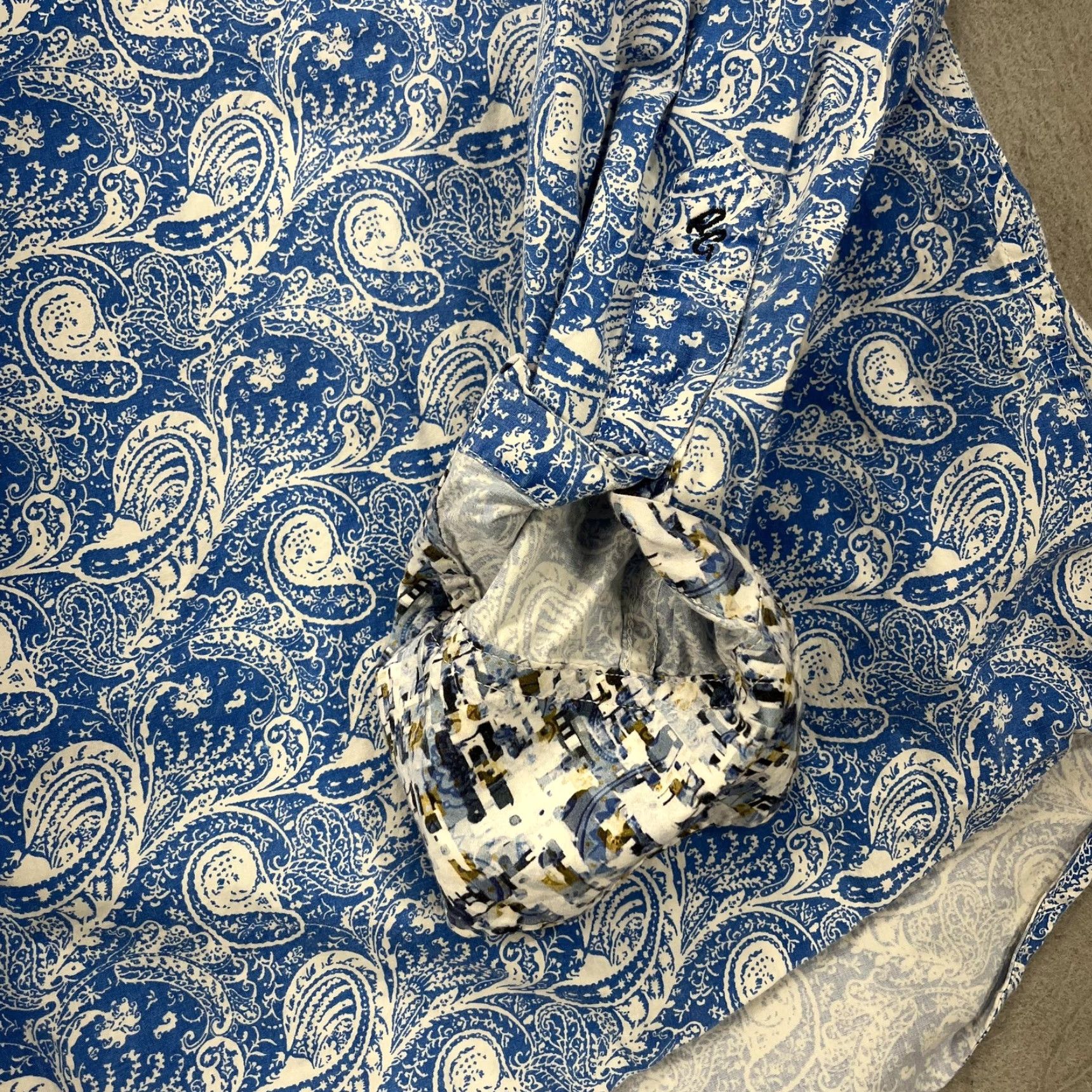 Robert Graham Robert Graham Shirt Mens XL Blue Paisley Classic Stretch Button Loud Flip Cuff Size US XL / EU 56 / 4 - 4 Thumbnail