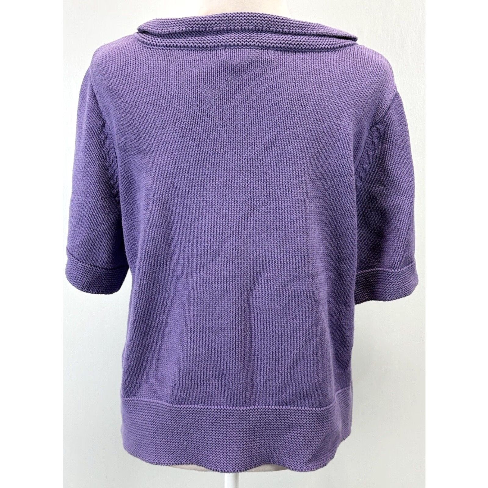Orvis Orvis Women's Short Sleeve Boat Neck Sweater Medium Purple Cotton Blend Size M / US 6-8 / IT 42-44 - 3 Thumbnail