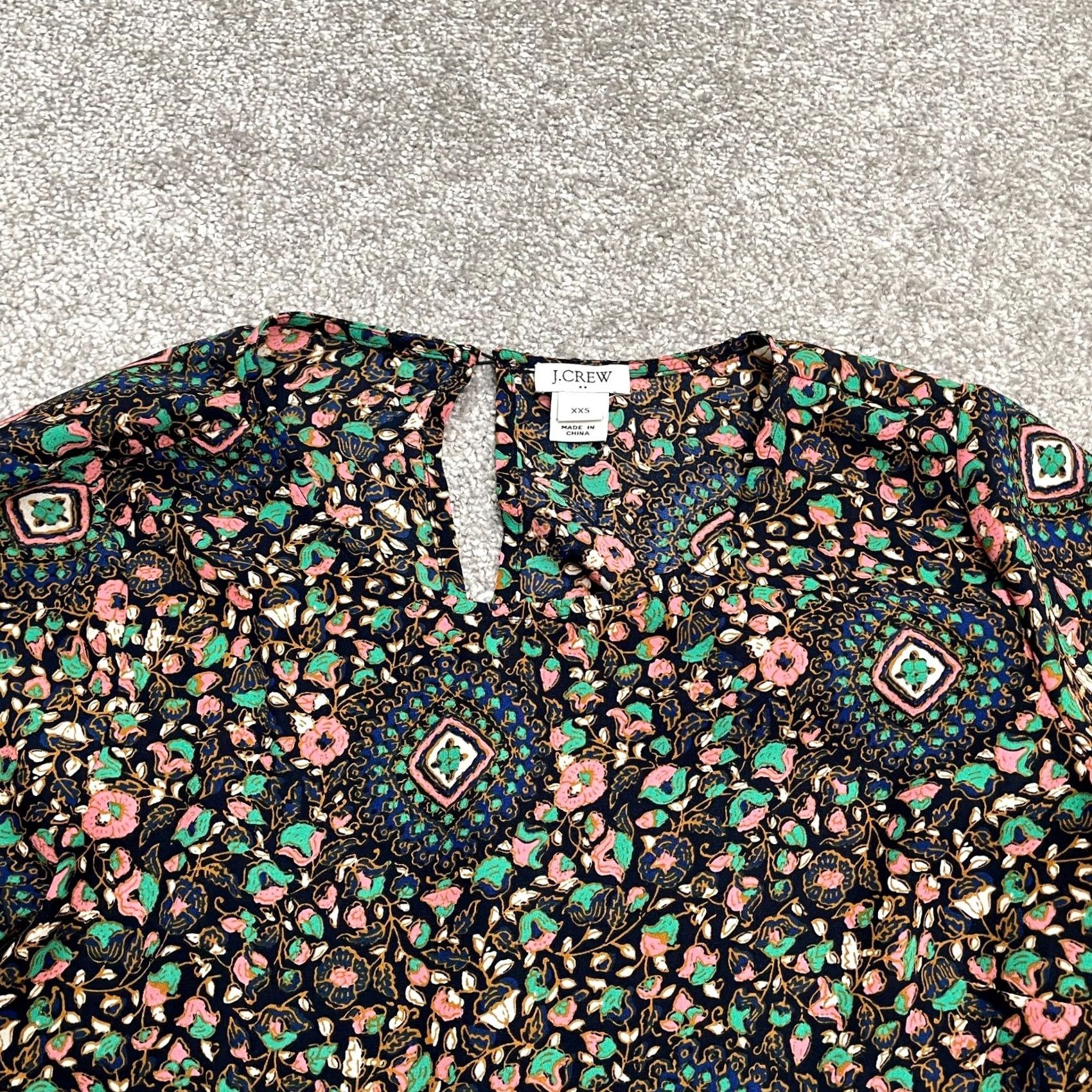 J.Crew J.Crew Blouse Shirt Womens XXS Multicolor Floral Bell Sleeve Tunic Top Regular Fit Blouse BOhemian Colorful Casual Top Size XXS / US 00 / IT 34 - 4 Thumbnail