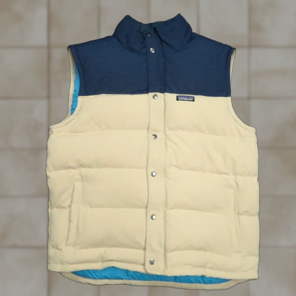 Patagonia Patagonia Vest Men Large Tan Blue Bivy Down Puffer Full Zip Snap Pockets Quilted Shirt/Coat? Size US L / EU 52-54 / 3 - 1 Thumbnail