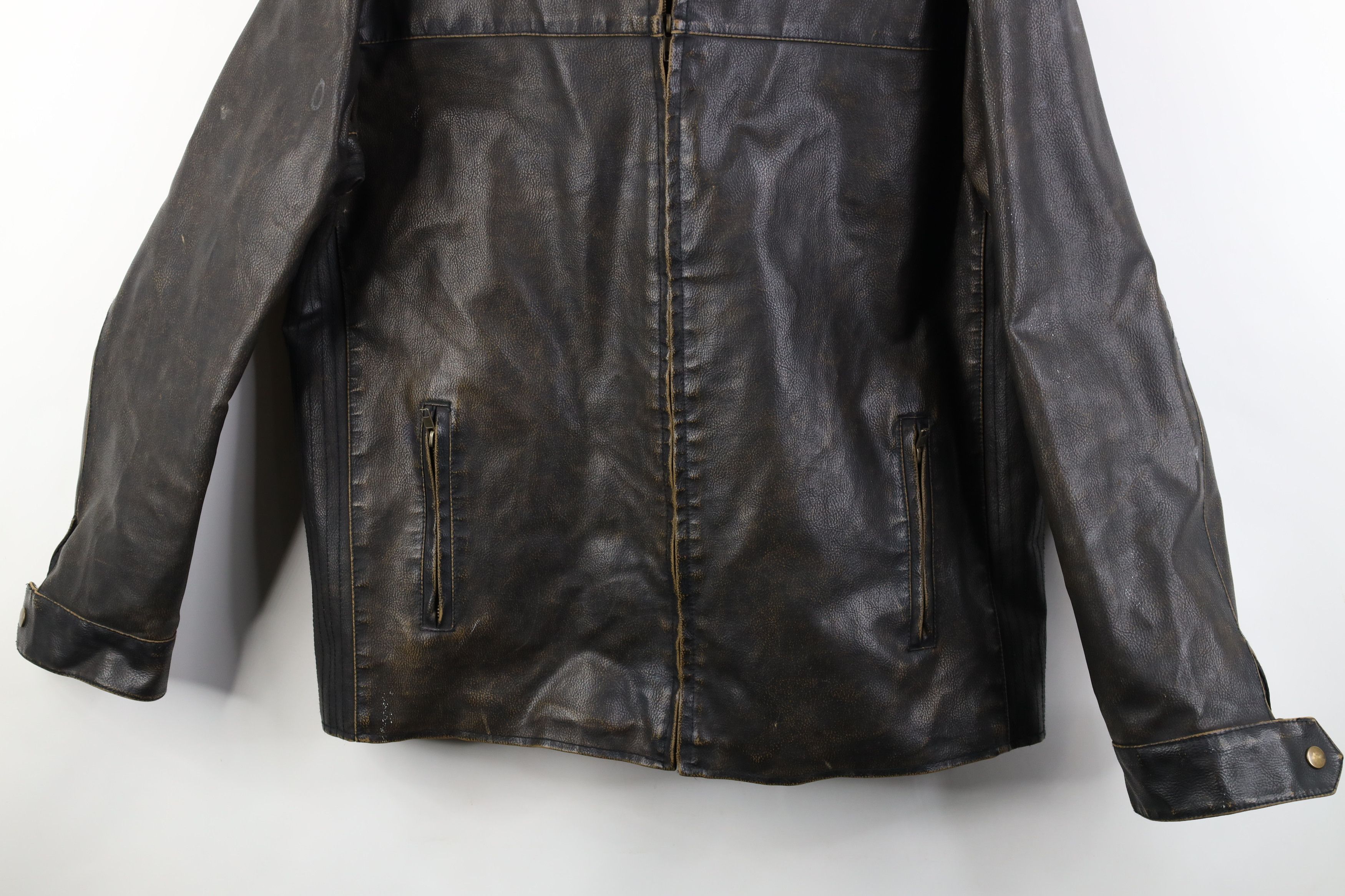 Vintage Vintage 90s Streetwear Quilted Faux Leather Jacket Brown Size US L / EU 52-54 / 3 - 3 Thumbnail