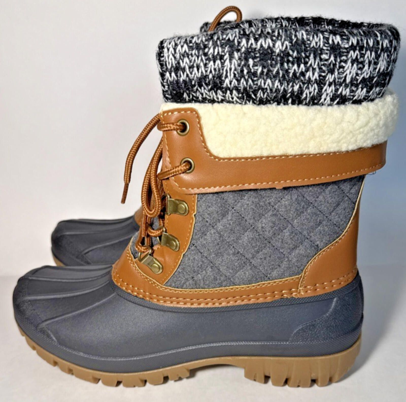 Other ALEADER Winter Snow Boots Brown Grey Faux Fur Lined Size US 9 / IT 39 - 3 Thumbnail