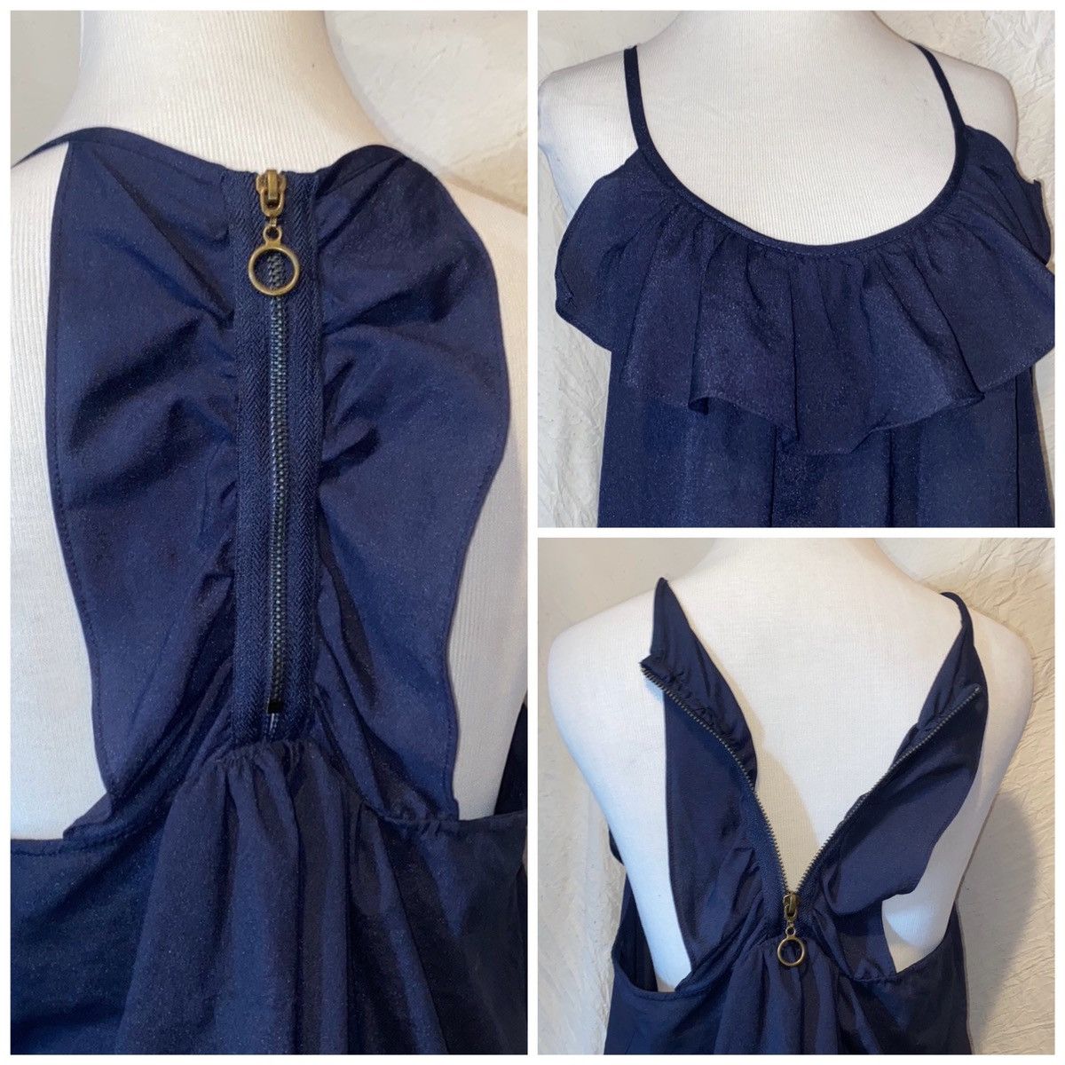 Other Y2K, Charlotte Russe, Navy, Ruffle Chest, Sleeveless Blouse Size M / US 6-8 / IT 42-44 - 4 Thumbnail