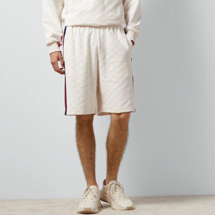 Gucci o1loc1c0126 768504 GG Flocked Print Cotton Shorts in White Size US 32 / EU 48 - 3 Thumbnail