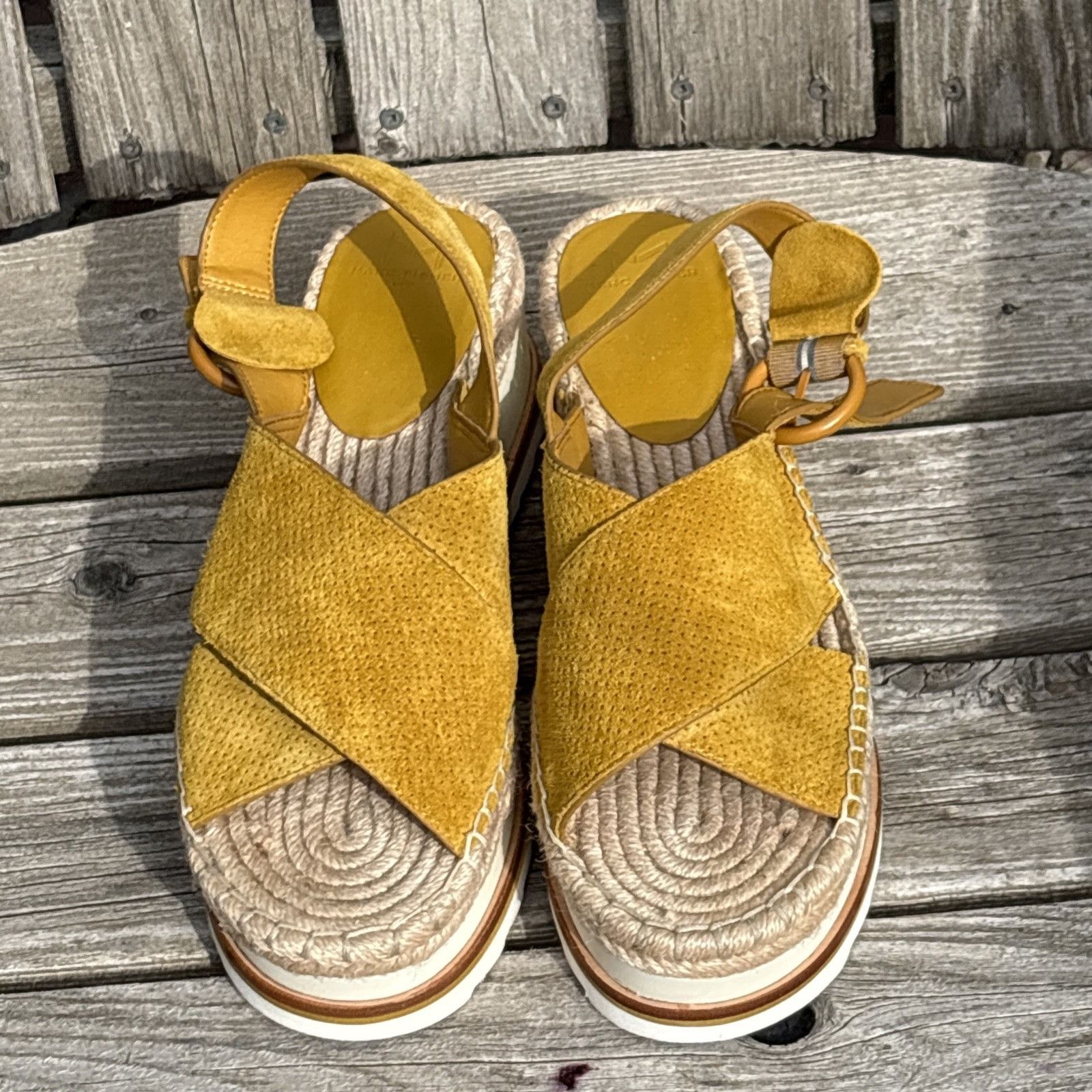 Marc Fisher Marc Fisher 9 Platform Yellow Suede Leather Slingback Espadr Size US 9 / IT 39 - 15 Thumbnail