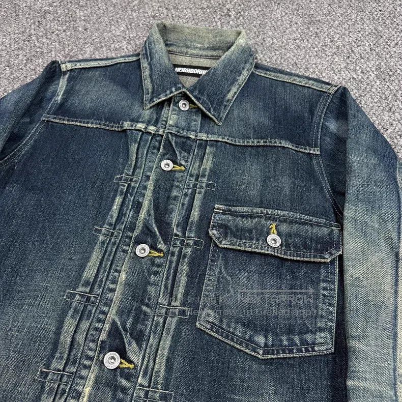 Neighborhood Neighborhood Single Pocket Destroyed Washed Denim Jacket Size US M / EU 48-50 / 2 - 3 Thumbnail