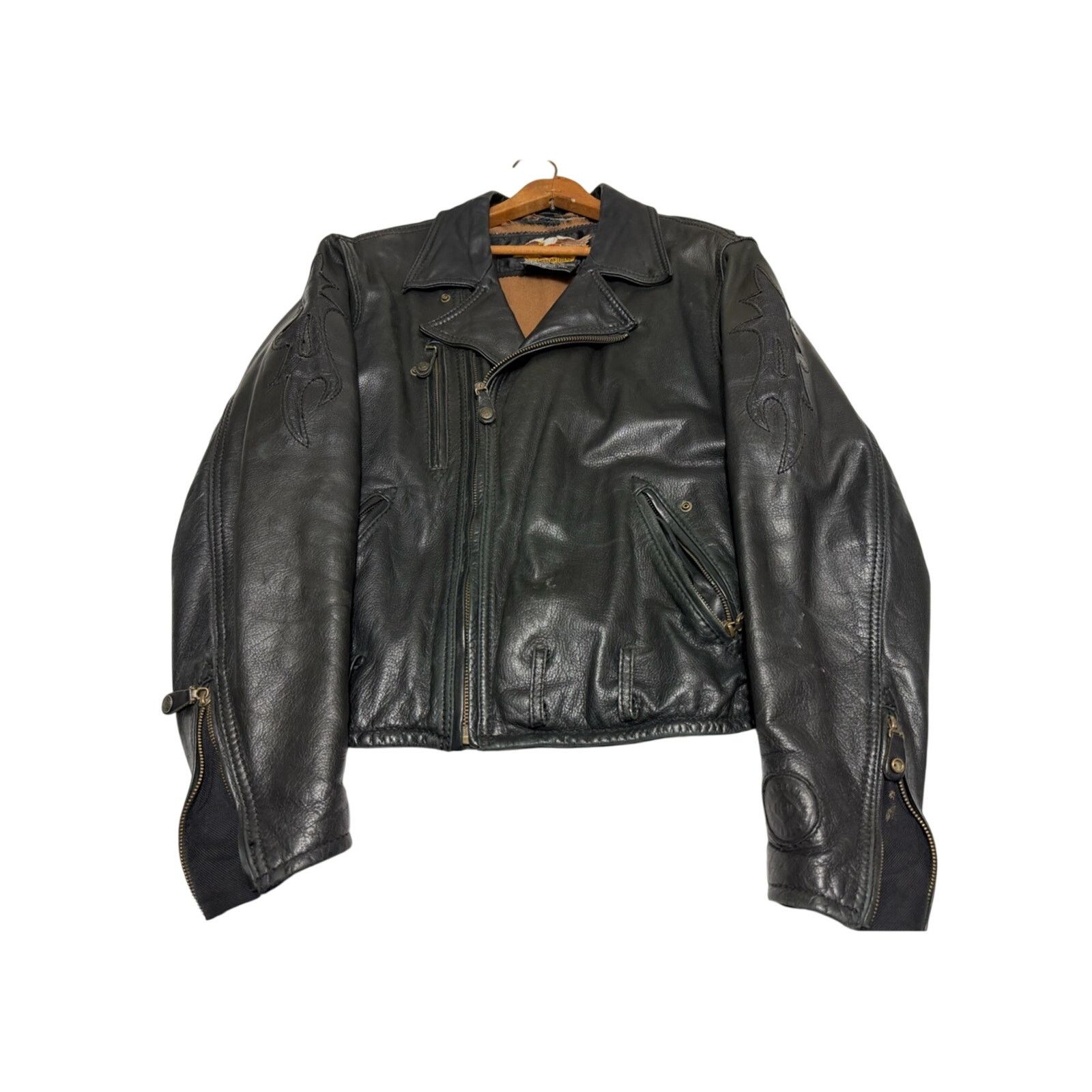 Harley Davidson Vintage Harley Davidson Men’s Stitched Flame Leather Jacket Size US L / EU 52-54 / 3 - 2 Thumbnail