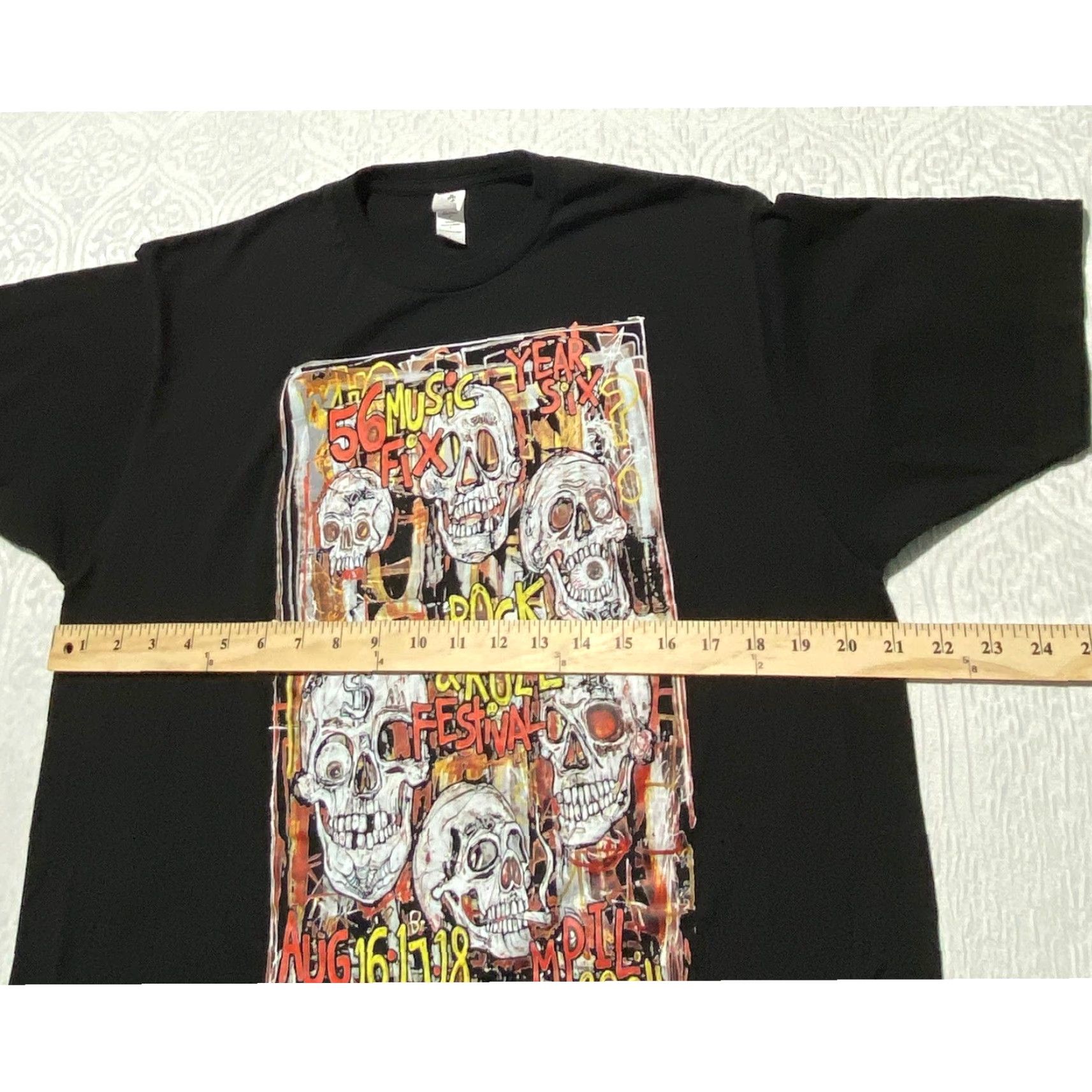 Tultex Tulttex Rock and Roll Festival Skull Graphic T Shirt Black Large Size US L / EU 52-54 / 3 - 7 Thumbnail