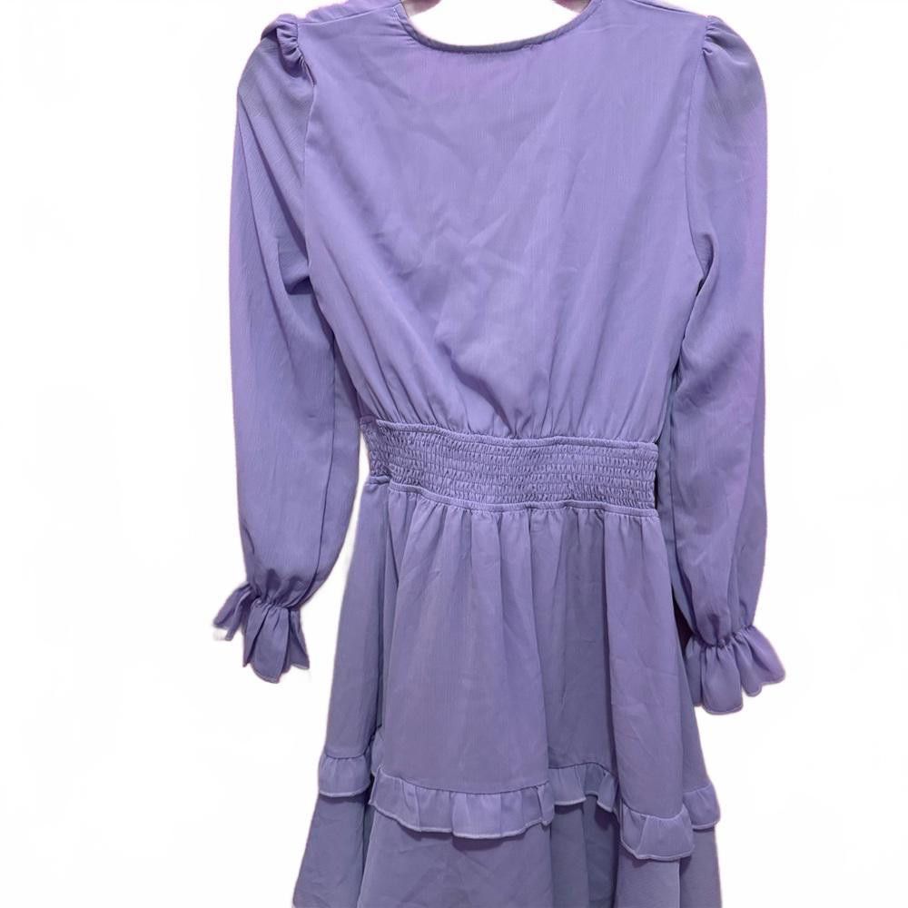 Designer Elegant Lavender Wrap Dress Size S / US 4 / IT 40 - 3 Thumbnail