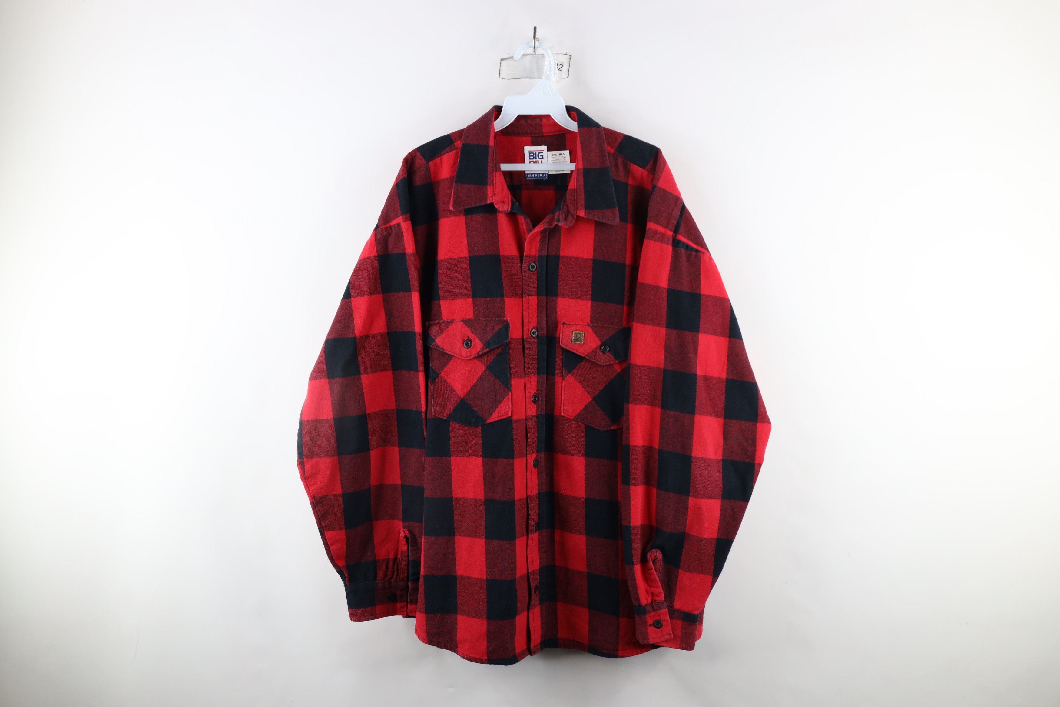 Vintage Vintage 90s Big Bill Flannel Button Shirt Buffalo Plaid USA Size US XXL / EU 58 / 5 - 1 Thumbnail