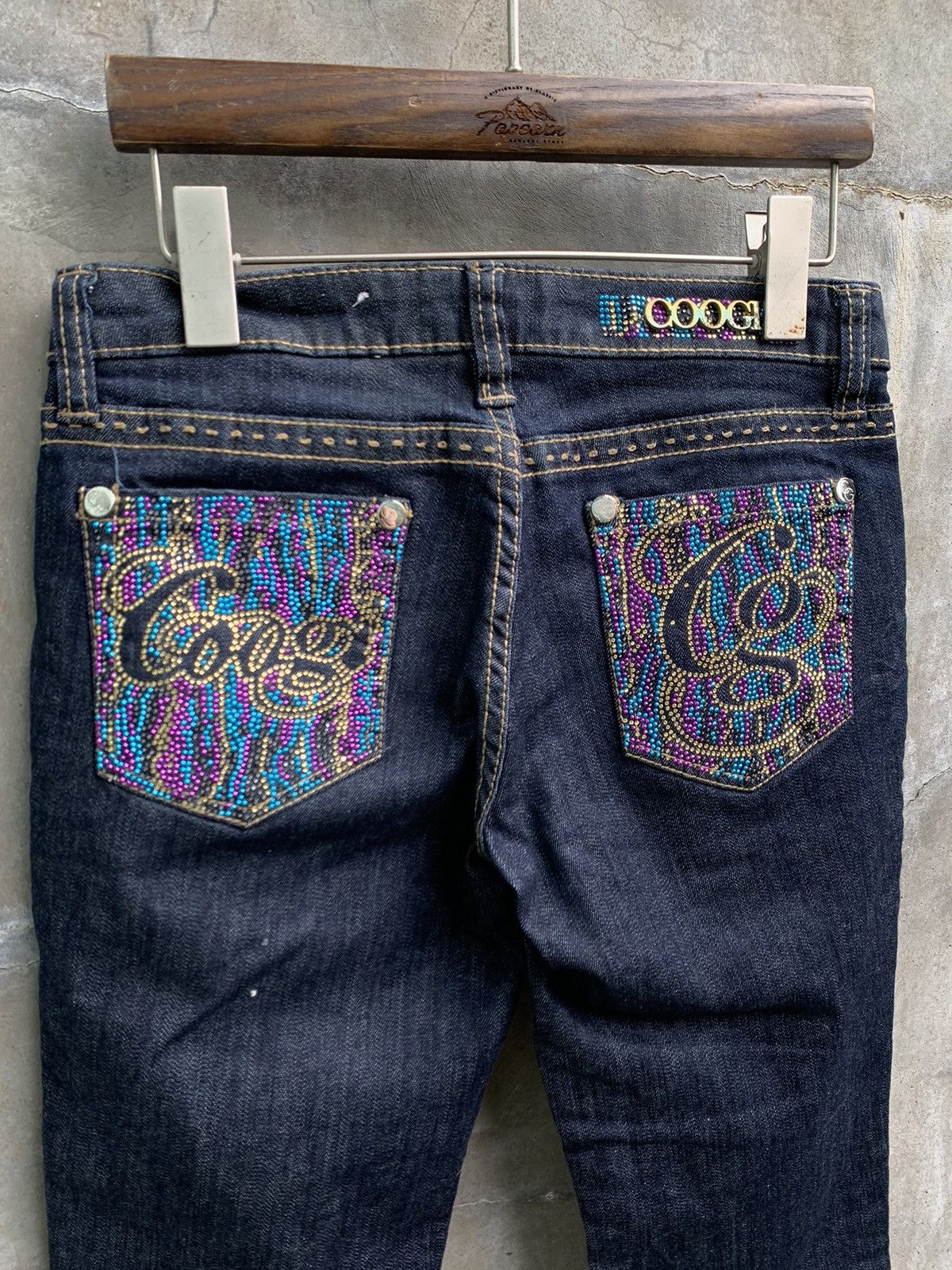 Coogi Rhinestone Logo Denim Jeans Size 27" / US 4 / IT 40 - 6 Thumbnail
