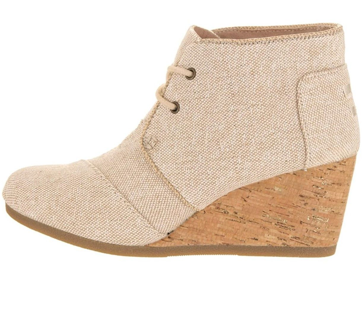 Toms TOMS Wedge Closed Toe Beige Canvas Booties Size Women's 7 Size US 7 / IT 37 - 6 Thumbnail
