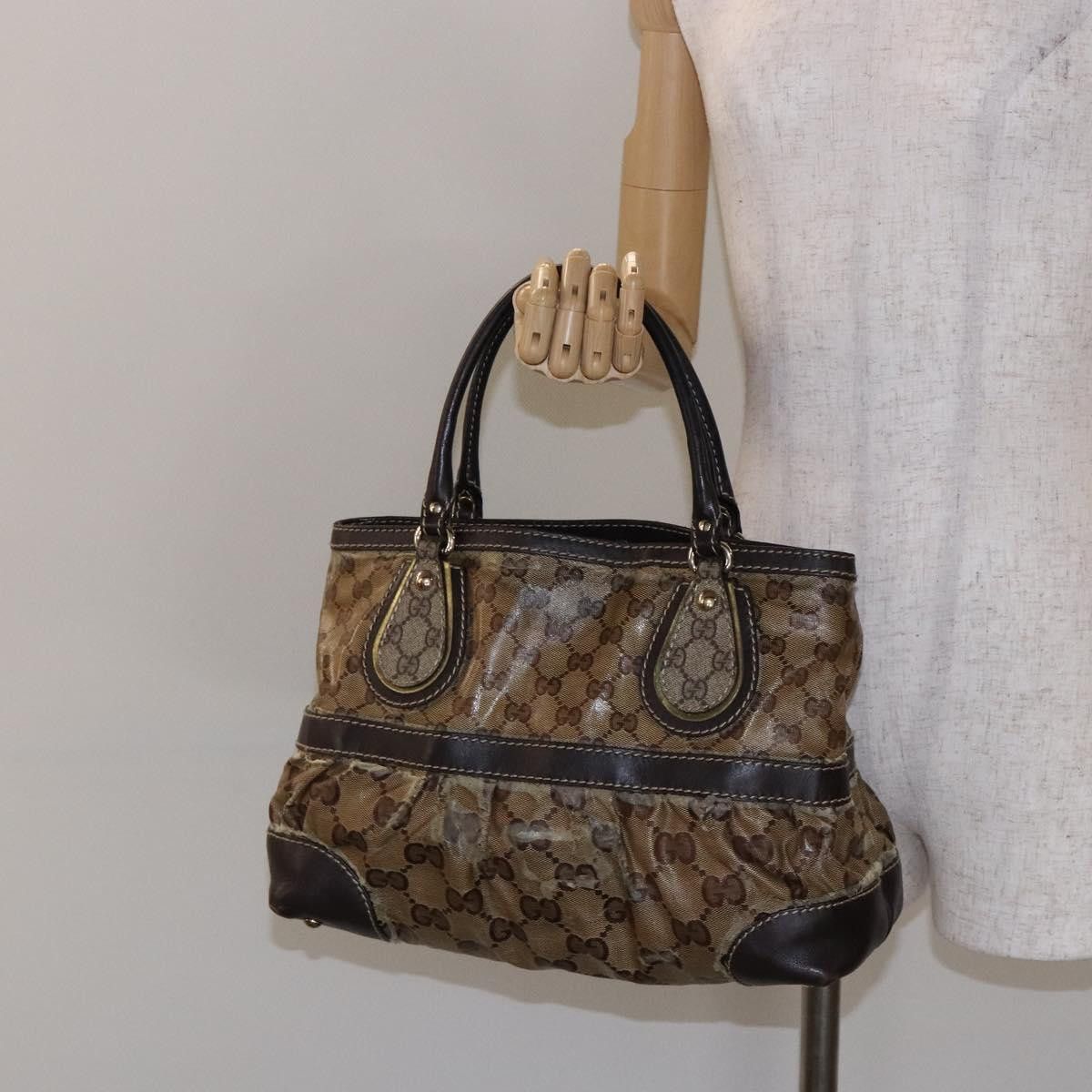 Gucci GUCCI GG Crystal Hand Bag Coated Canvas Beige Gold Size ONE SIZE - 23 Thumbnail